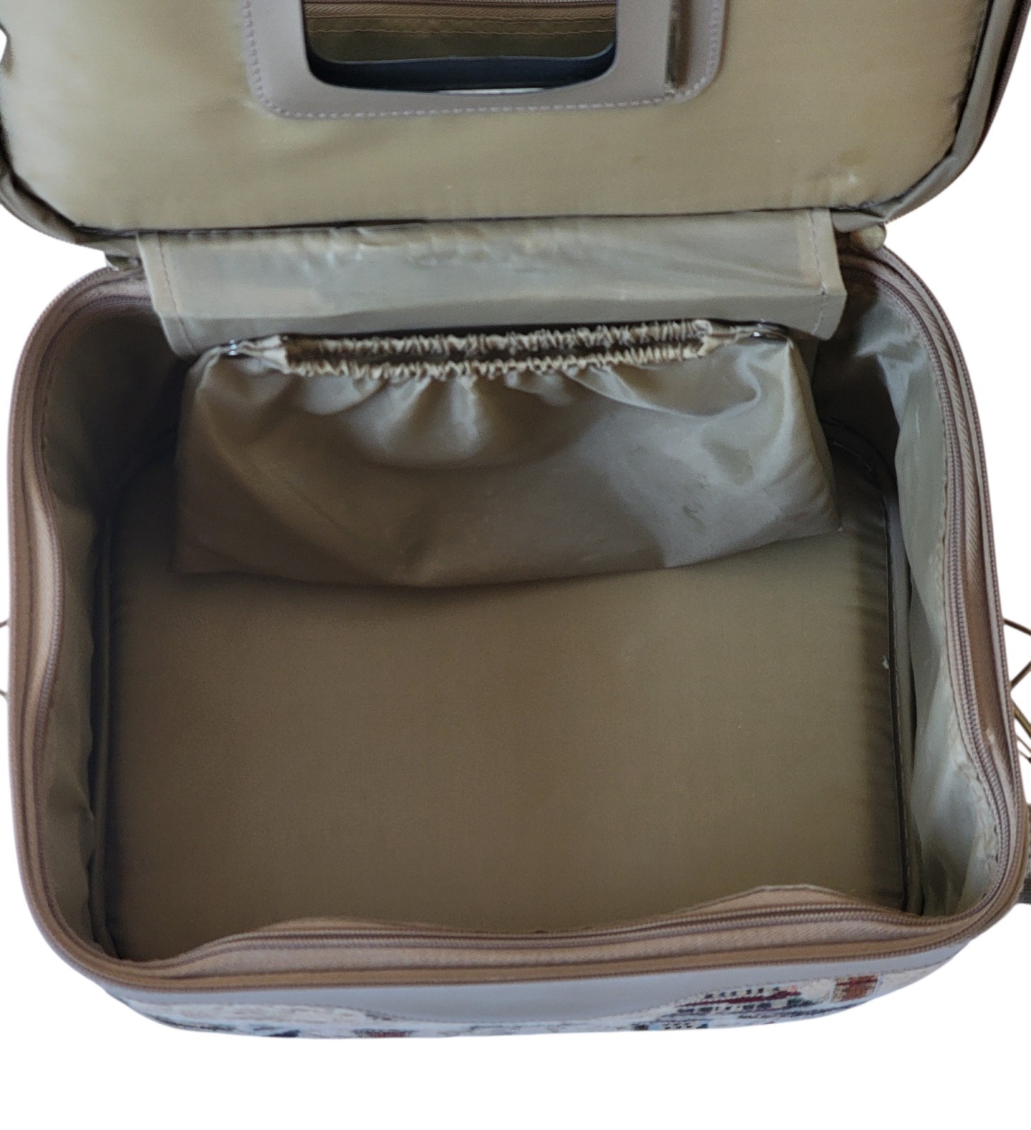 VTG Pioneer Express Toiletry Tapestry Case w/ Mirror Coastal Lighthouses Strap