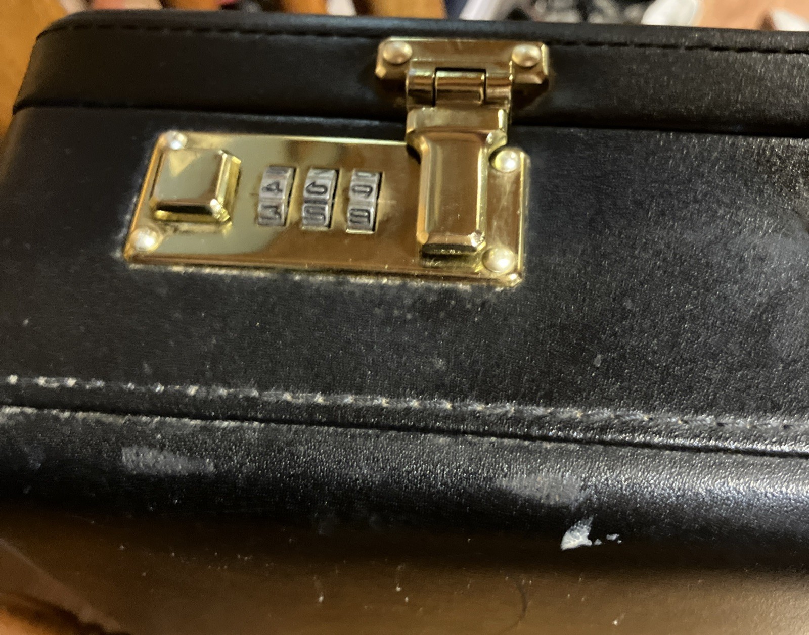 Vintage Jaguar Briefcase Hard Shell Black Leather/Faux Leather Material w/combo