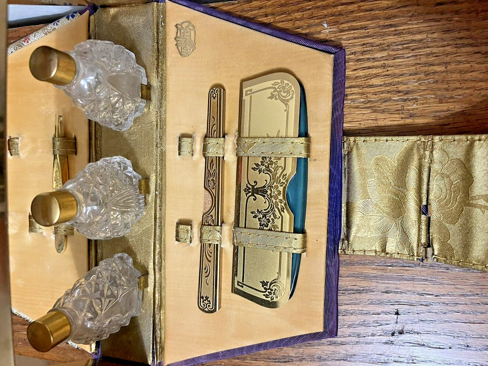 Antique Griffon Purple Moiré Travel Kit, Pre-Owned