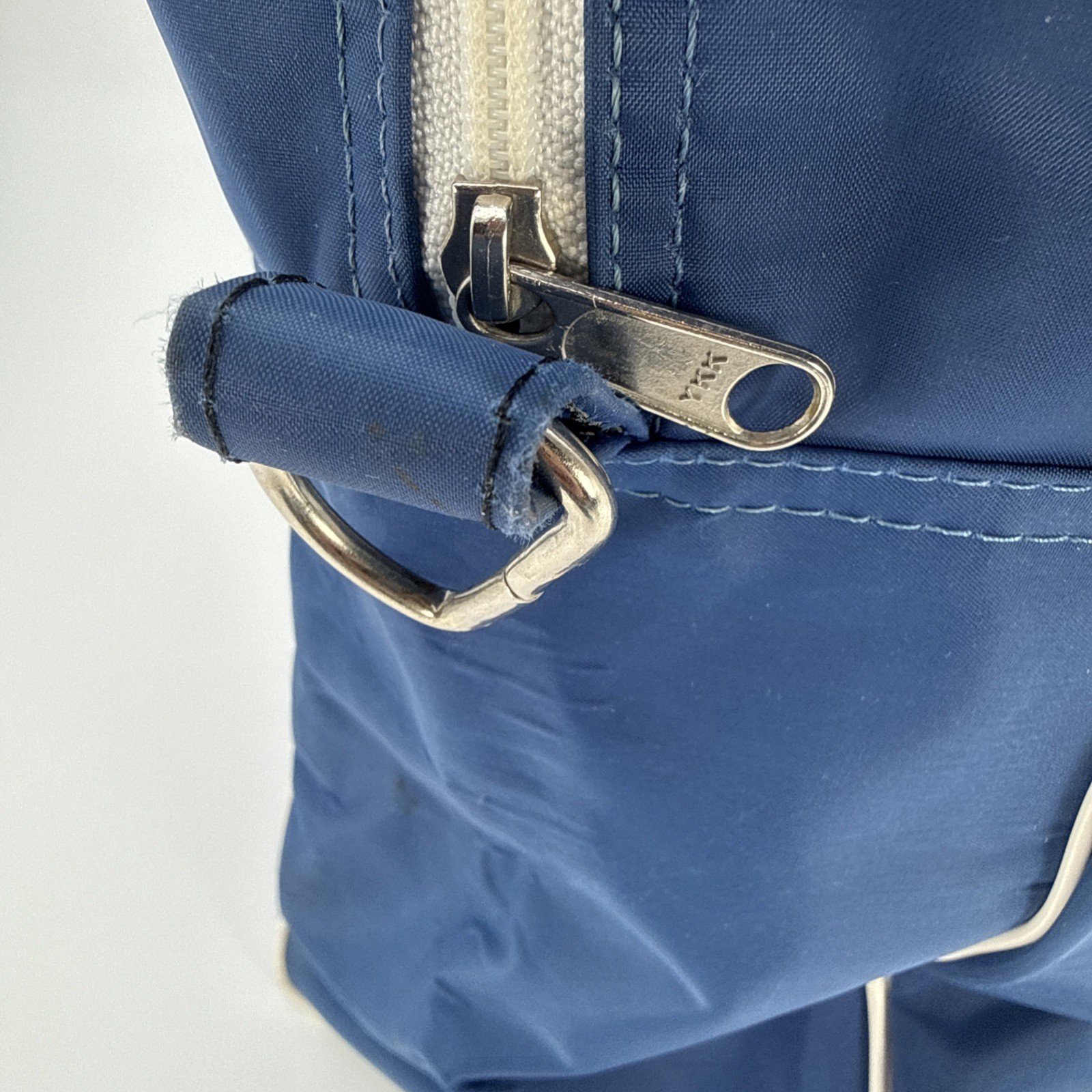 vintage 1970s 1980s French-American Class Vinyl Travel Luggage Carry On Bag Blue