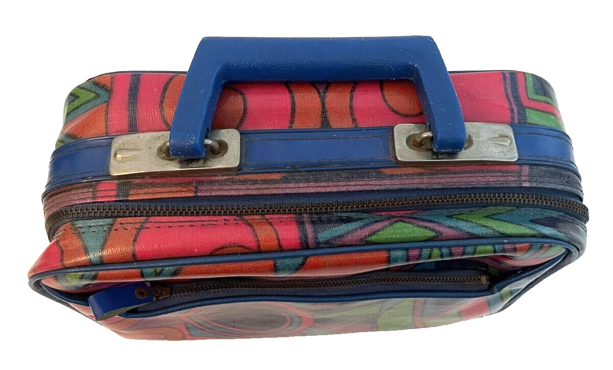 Vintage MOD 1960’s Mini Suitcase Multi Colored Patent