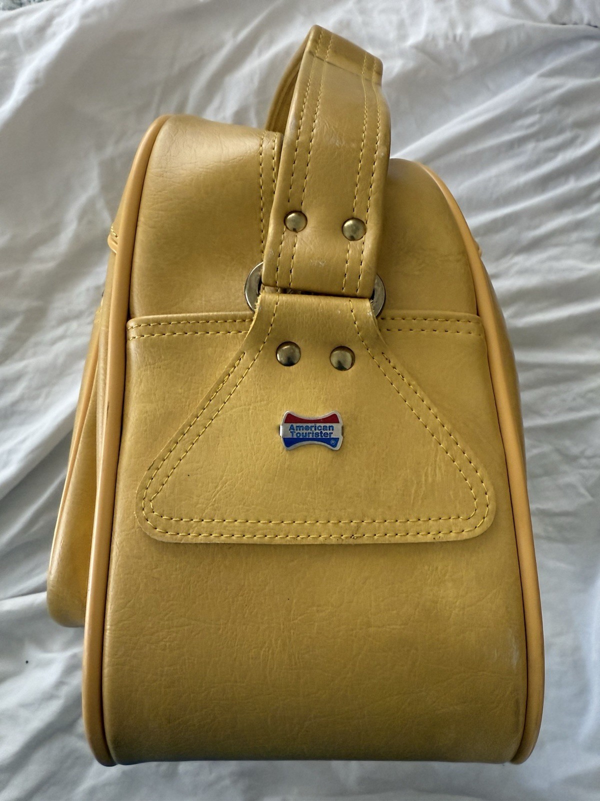VTG 1975 American Tourister Escort Yellow Carry-On Tote Shoulder Bag MCM Luggage