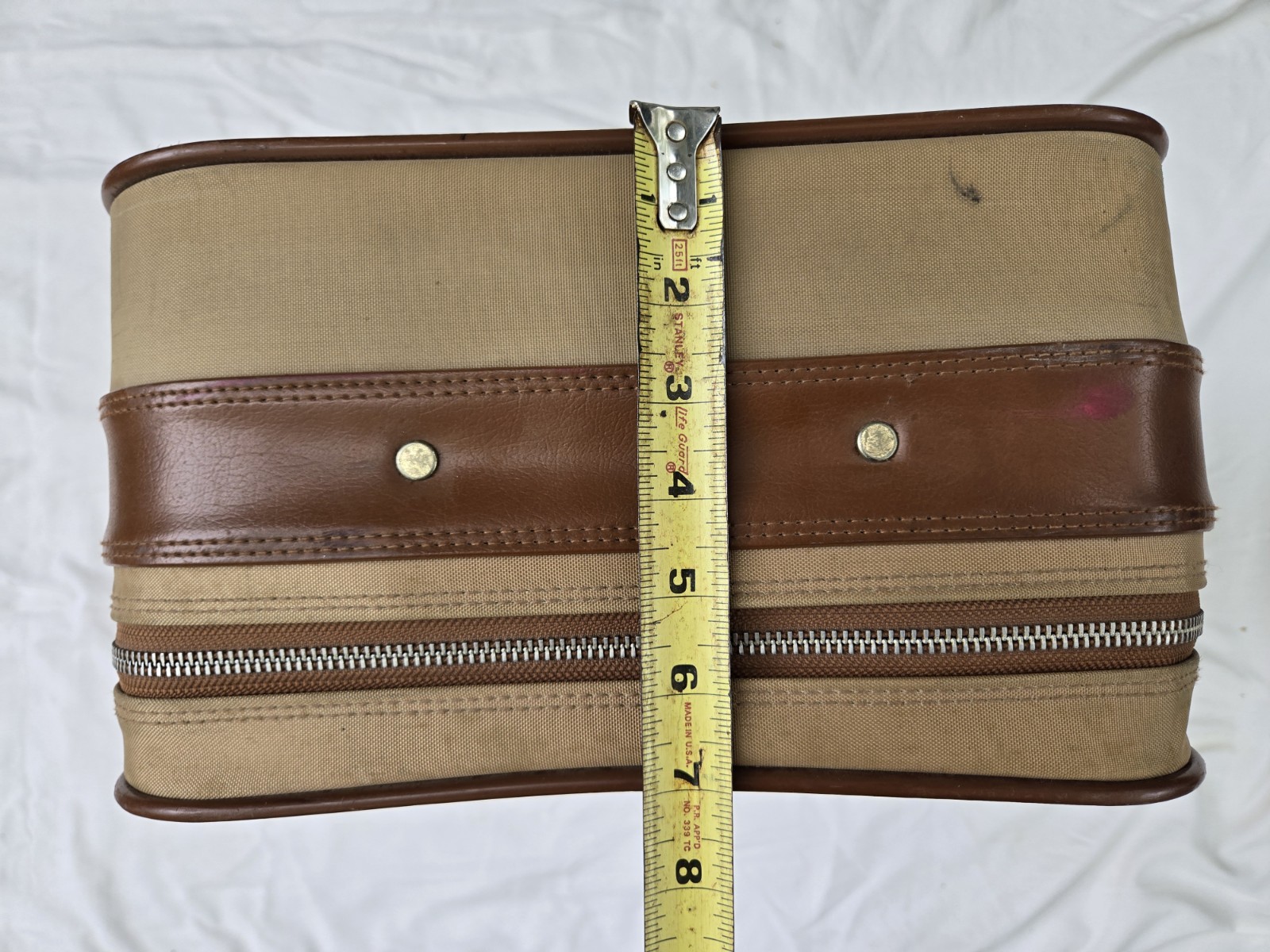 Vintage Samsonite Brown Tan Suitcase Luggage Soft-Sided Bag