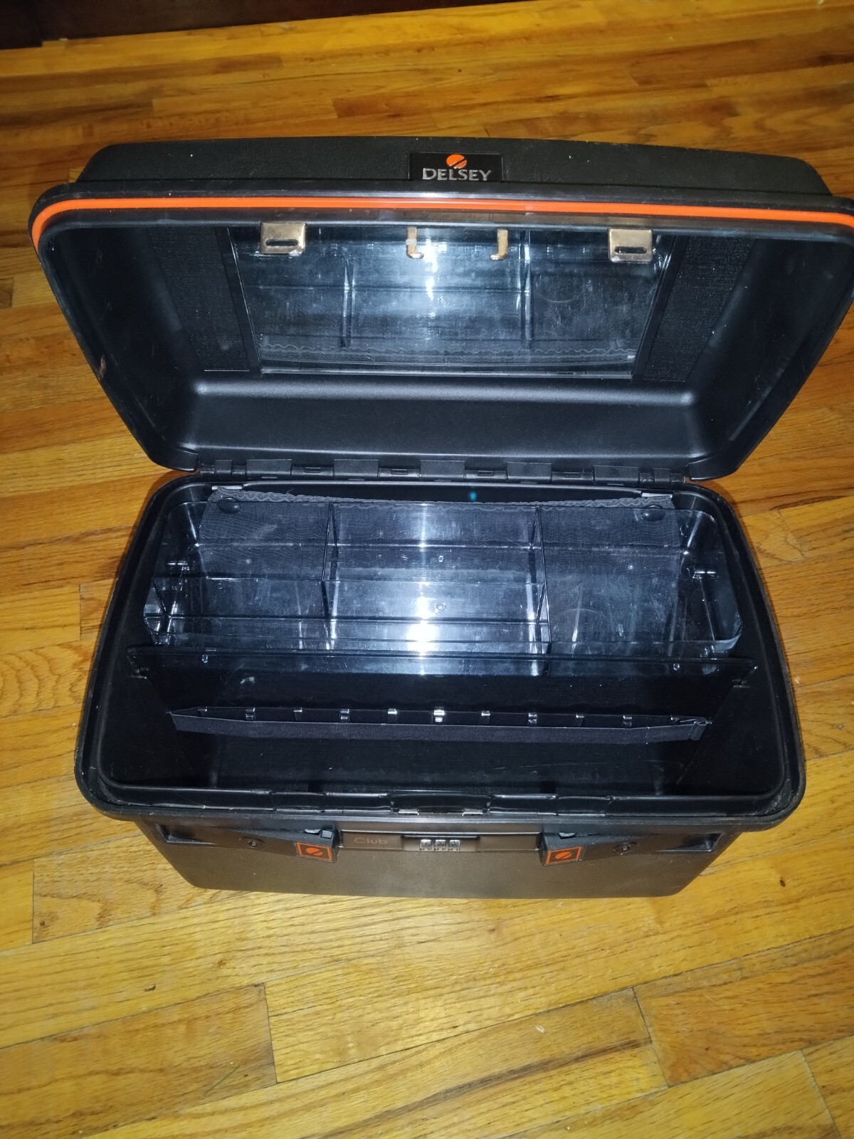 Vintage Delsey Hard Side Train Case Beauty Combination Lock Black