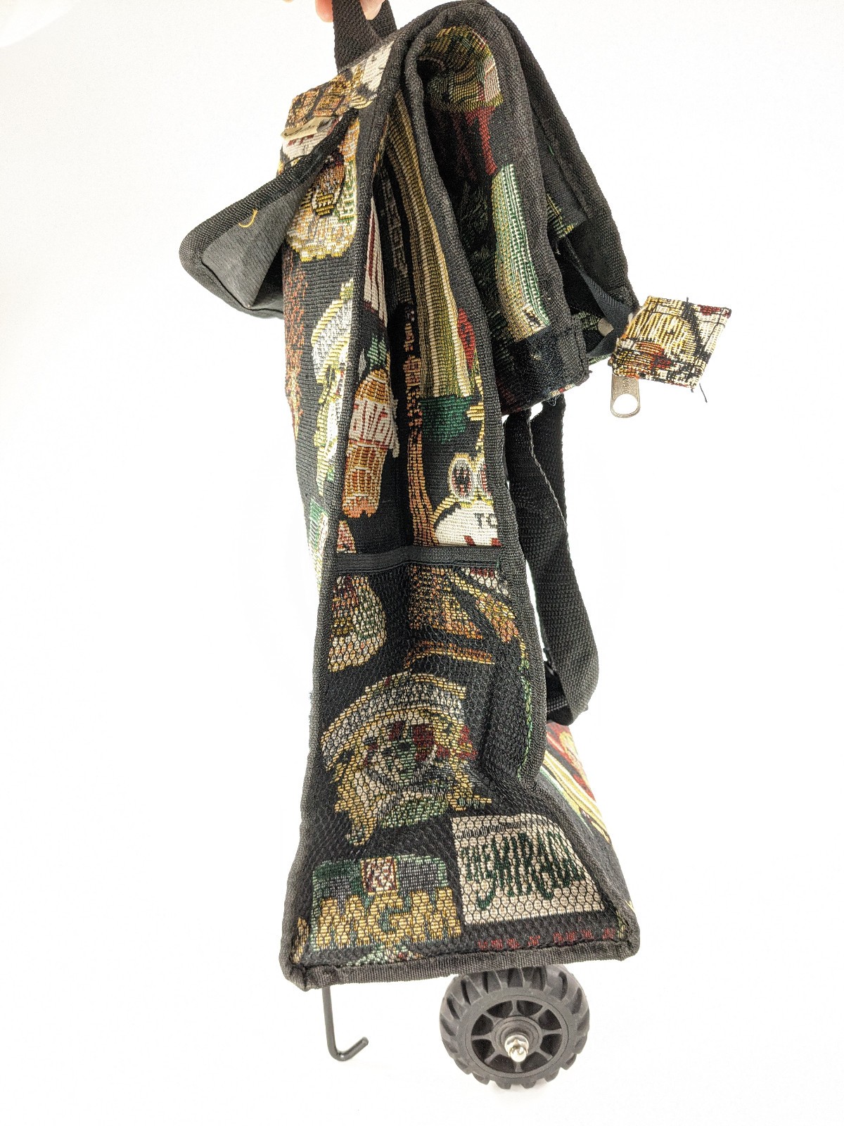 Vtg Folding Rolling Bag Bovano Las Vegas Canvas Tapestry Travel