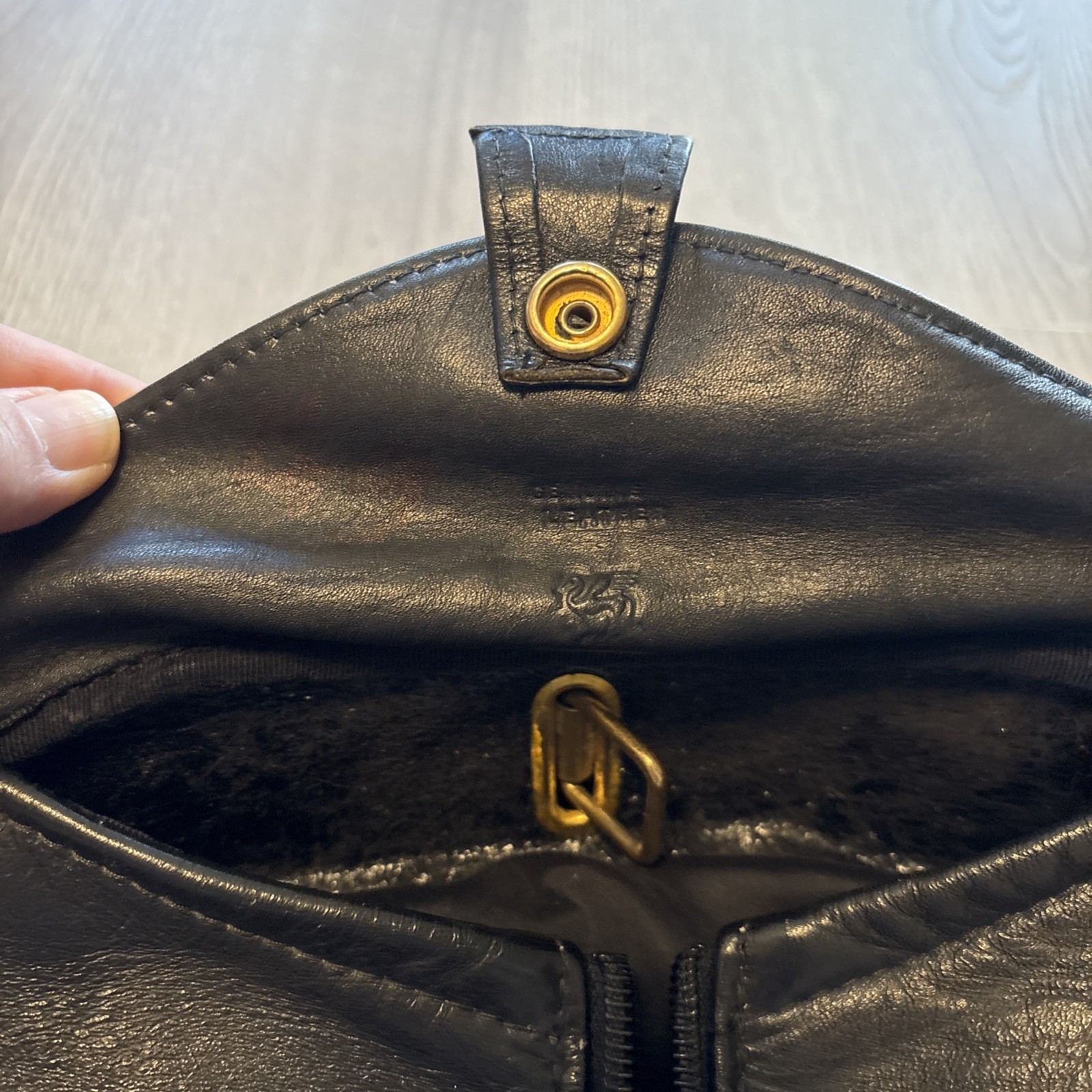 Vintage Black Leather Garment Bag Japanese Foldable Buckles 38” Long