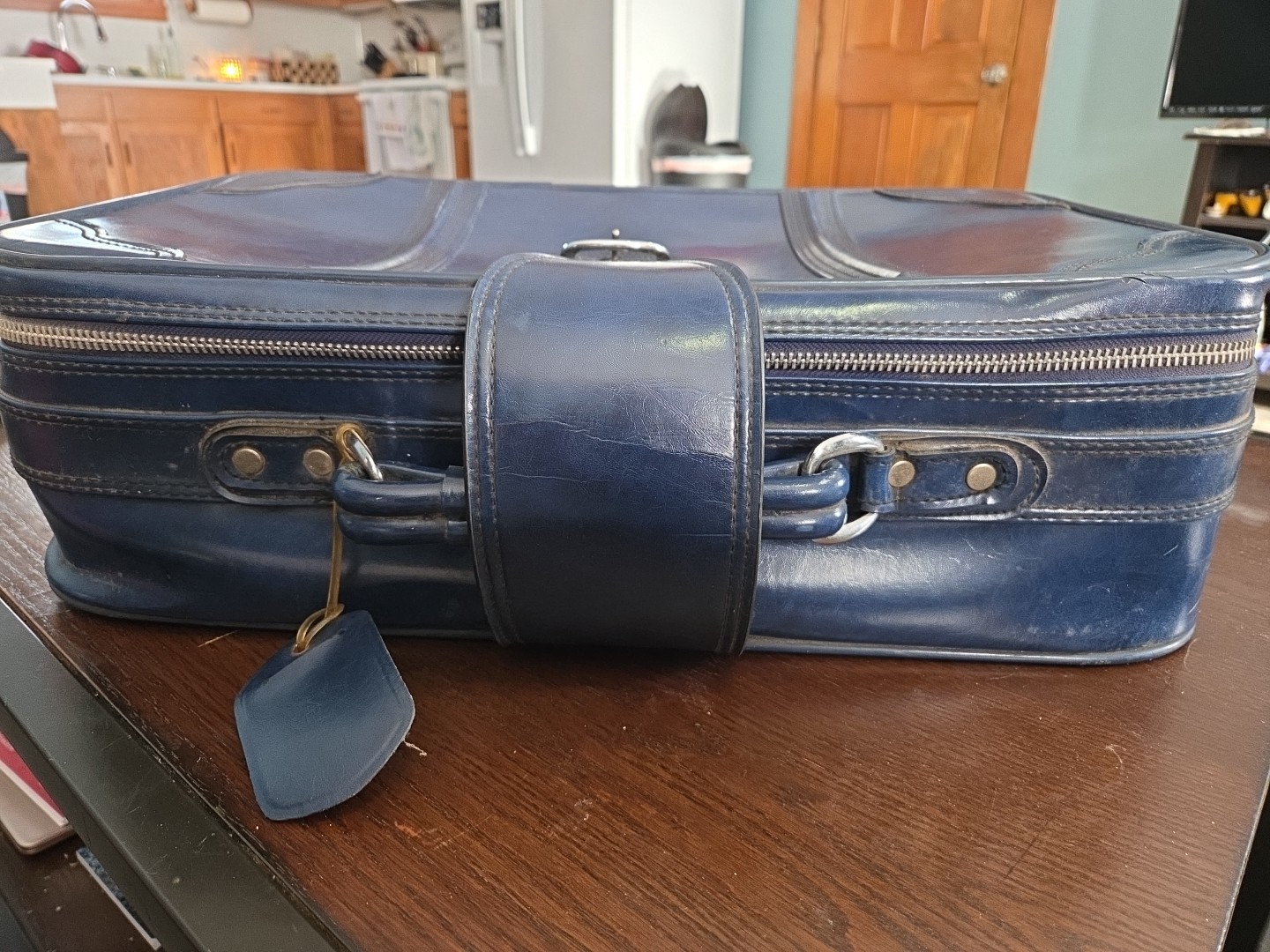 Vintage Blue Suitcase Luggage Retro 80s