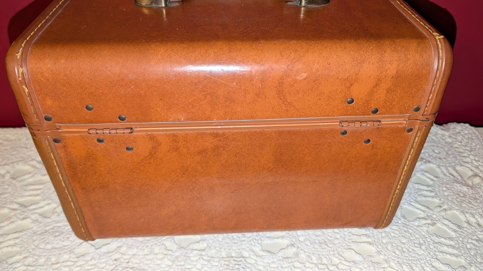 Vintage Samsonite Case Mirror & Tray Hard Side Suitcase Brown Luggage No Key
