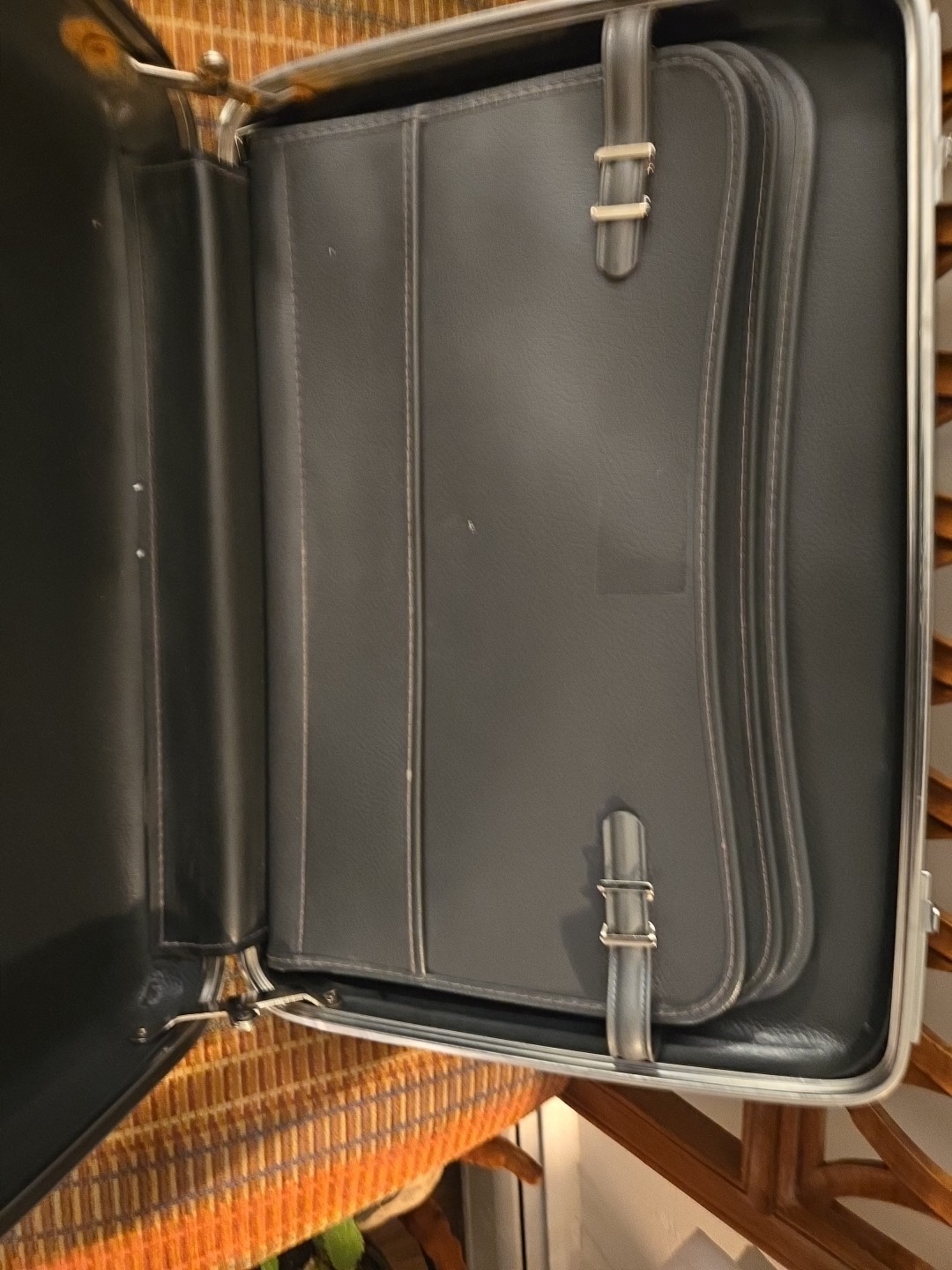 Tiara American Tourist Vintage Grey Hardcover Suitcase Computer & Paper Files