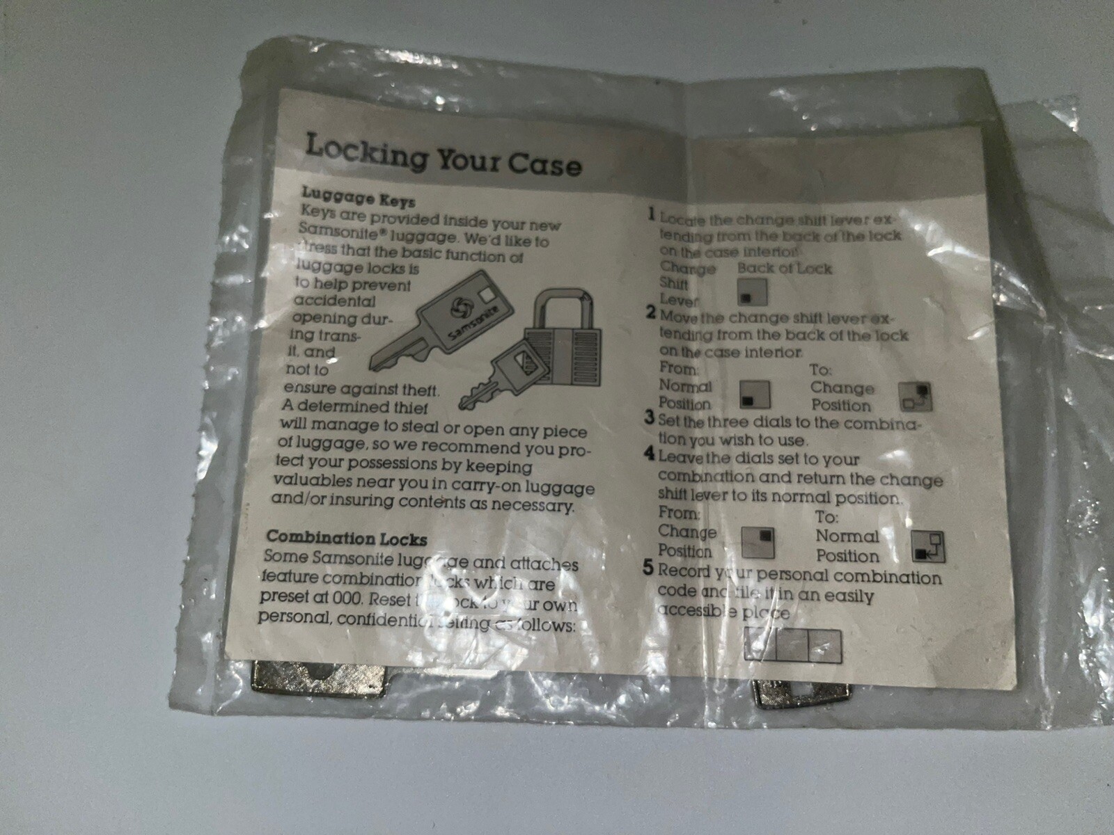 Samsonite Luggage Briefcase 2 Original Keys VINTAGE # 170S NEW in Sealed Package