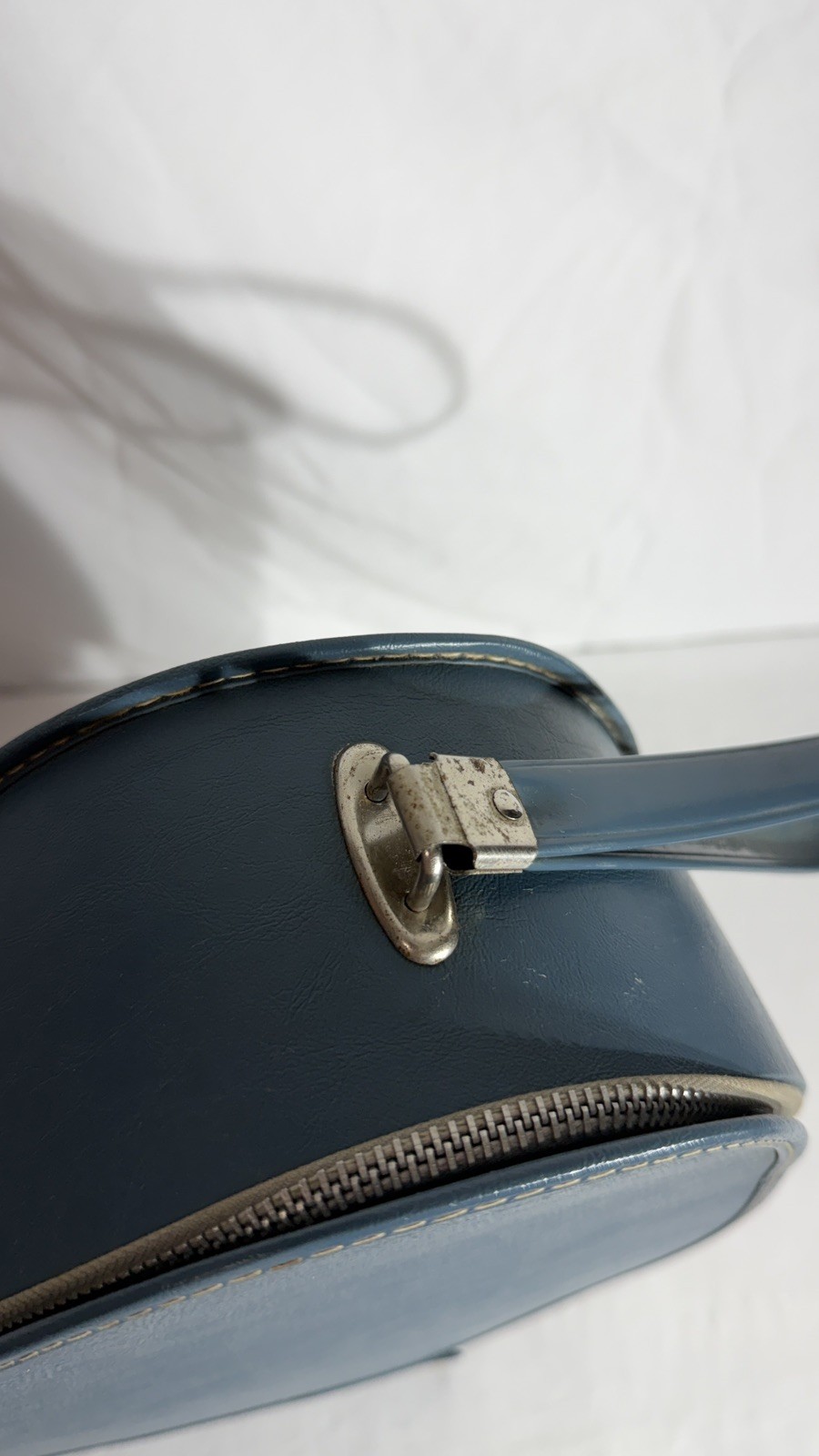 Vintage Mid-Century 3-Piece Luggage Hard Shell Suitcase Set In Blue (no key)