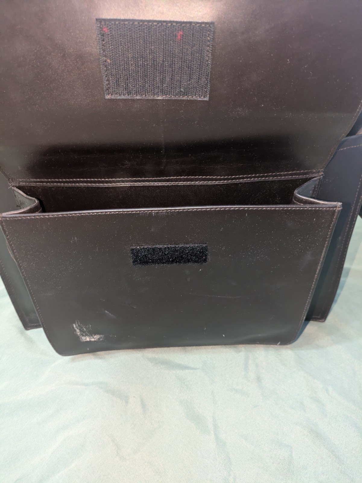 Large Dark Brown Briefcase Structured Professional Design Sturdy Handles 16x12x7
