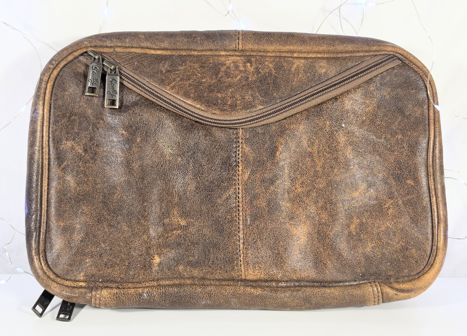 Scully Squadron Distressed Leather Dopp Kit Travel Bag Vintage Airplane Lining