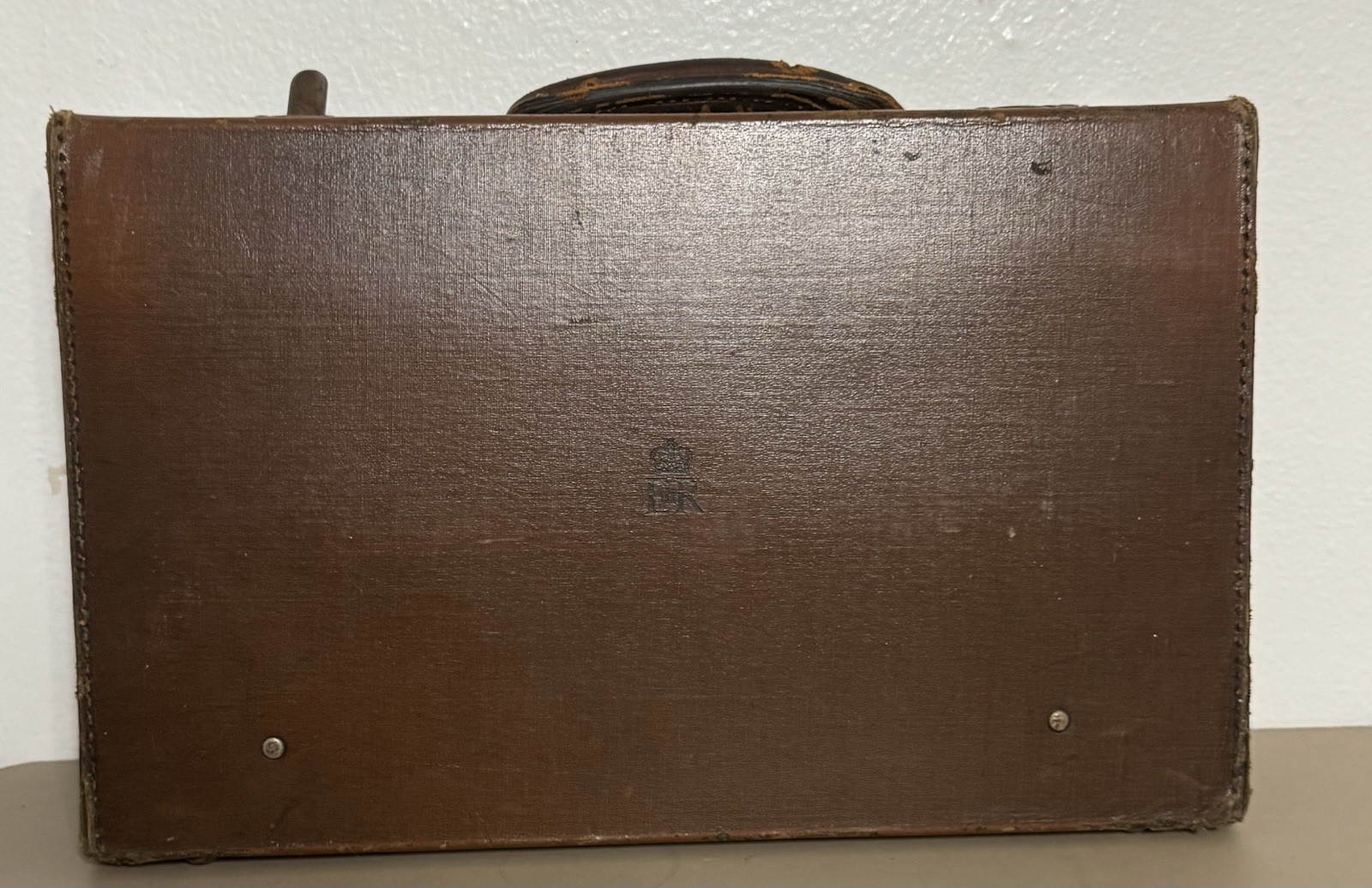 1952 ERII/ Brown Leather Suitcase Tan Suitcase Travel Case 16” L X 10” T X 4”W