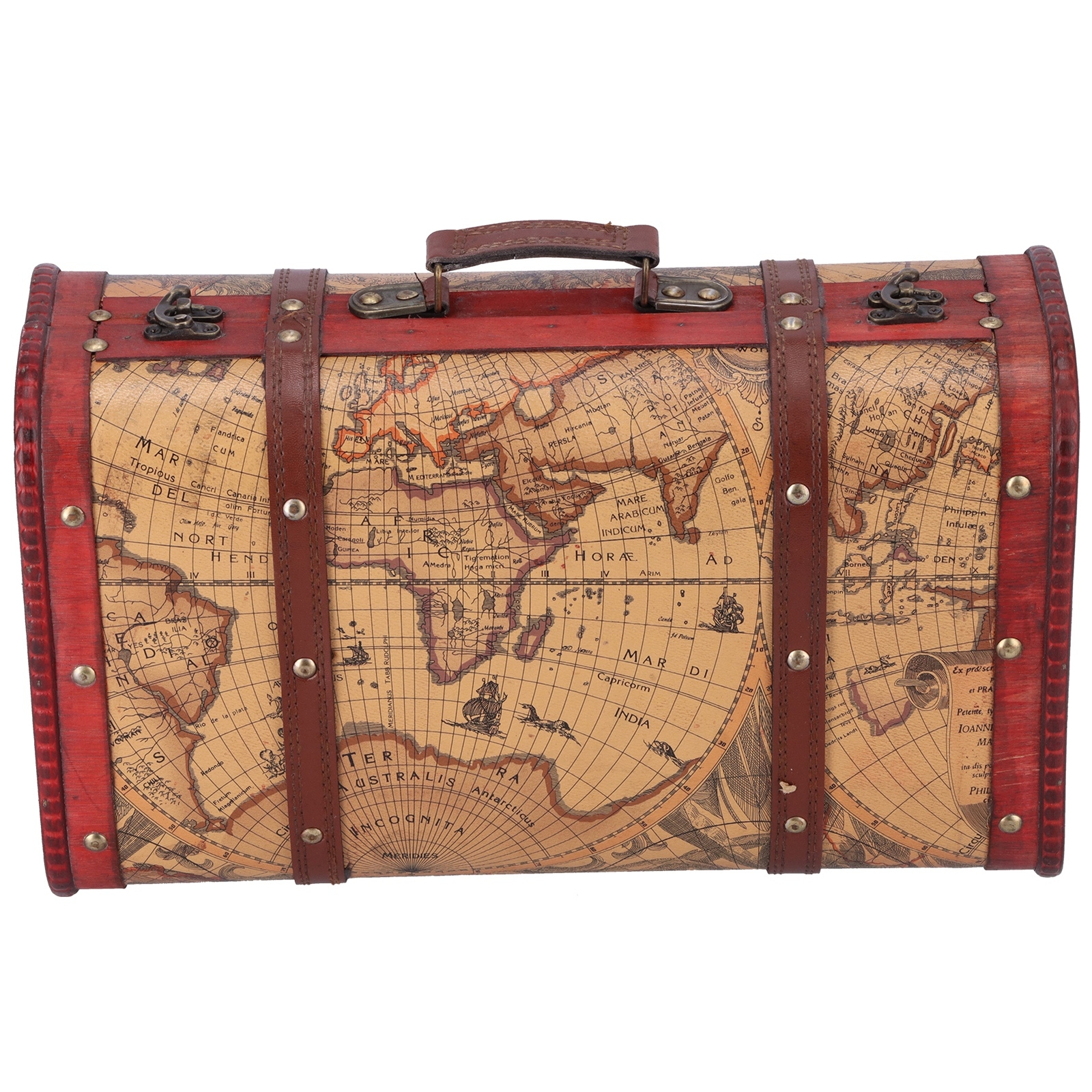 Suitcase Vintage Vintage Suitcase Portable Composite Wood Map Pattern Design MG