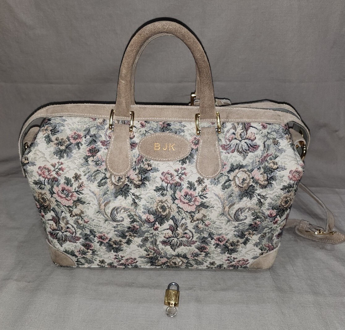 VINTAGE FRENCH LUGGAGE CO GRAY ROSE COSMETIC TRAIN CASE