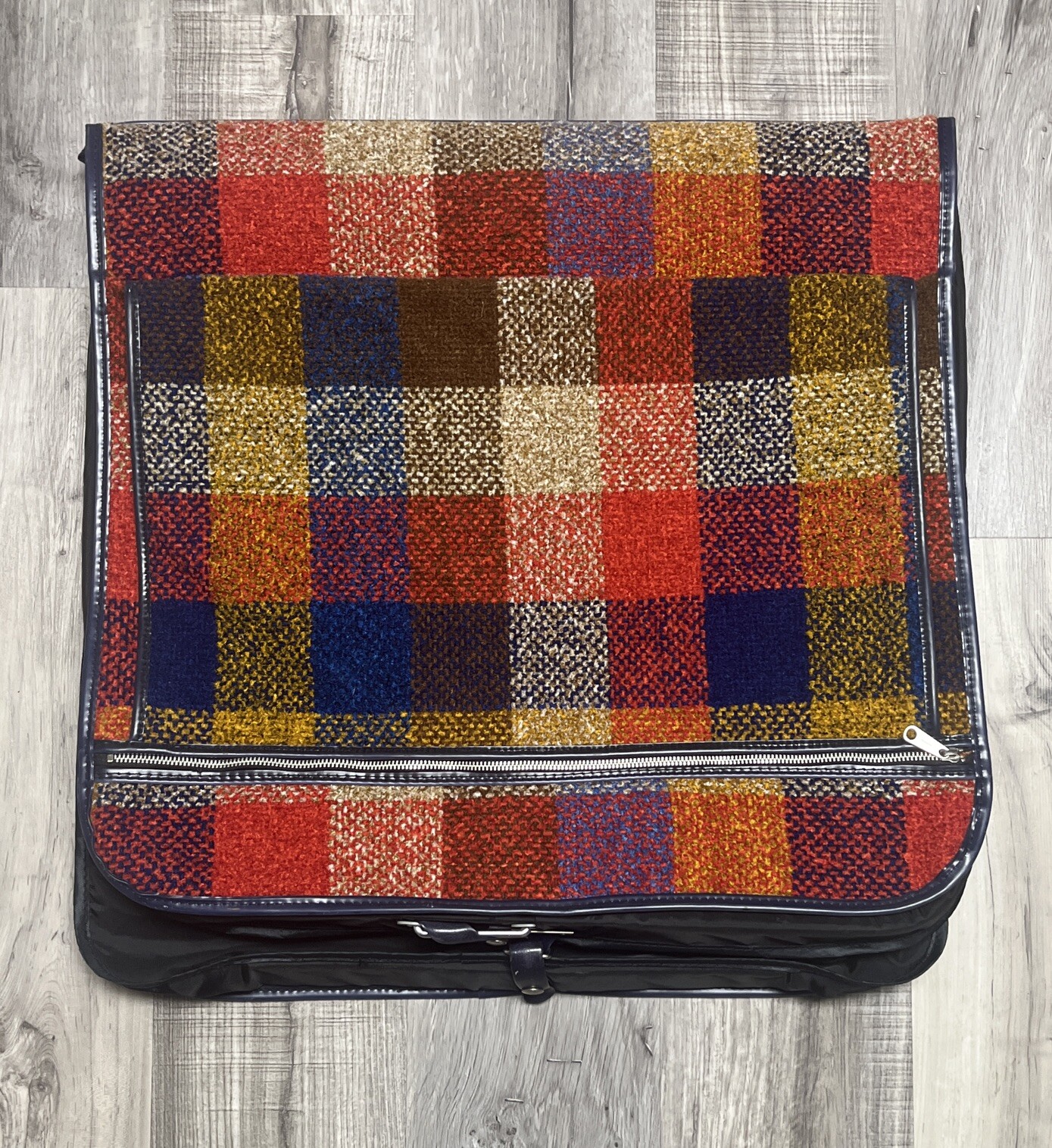 VINTAGE RARE* Skyway Luggage Plaid Rainbow Retro Tweed Garment Bag Original Tag