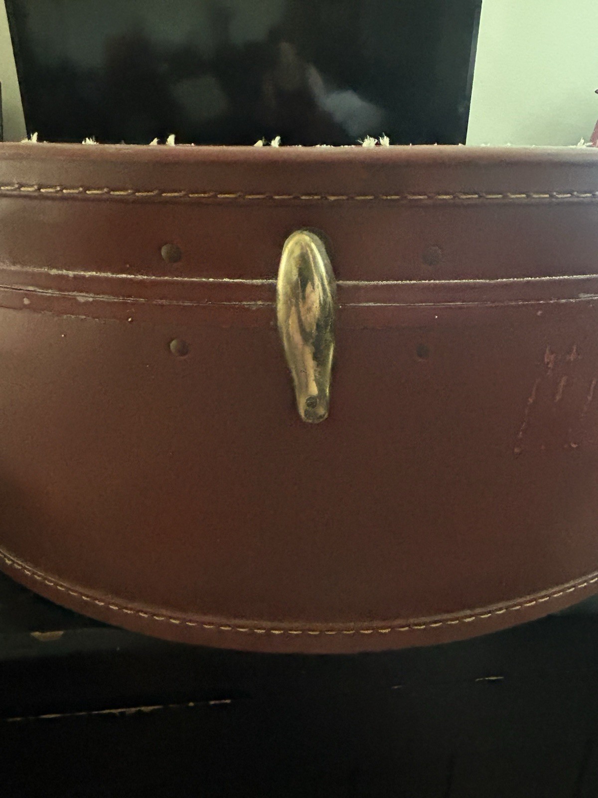 Vintage Samsonite Round Hat Box Suitcase Luggage 4920 Hard Case Leather