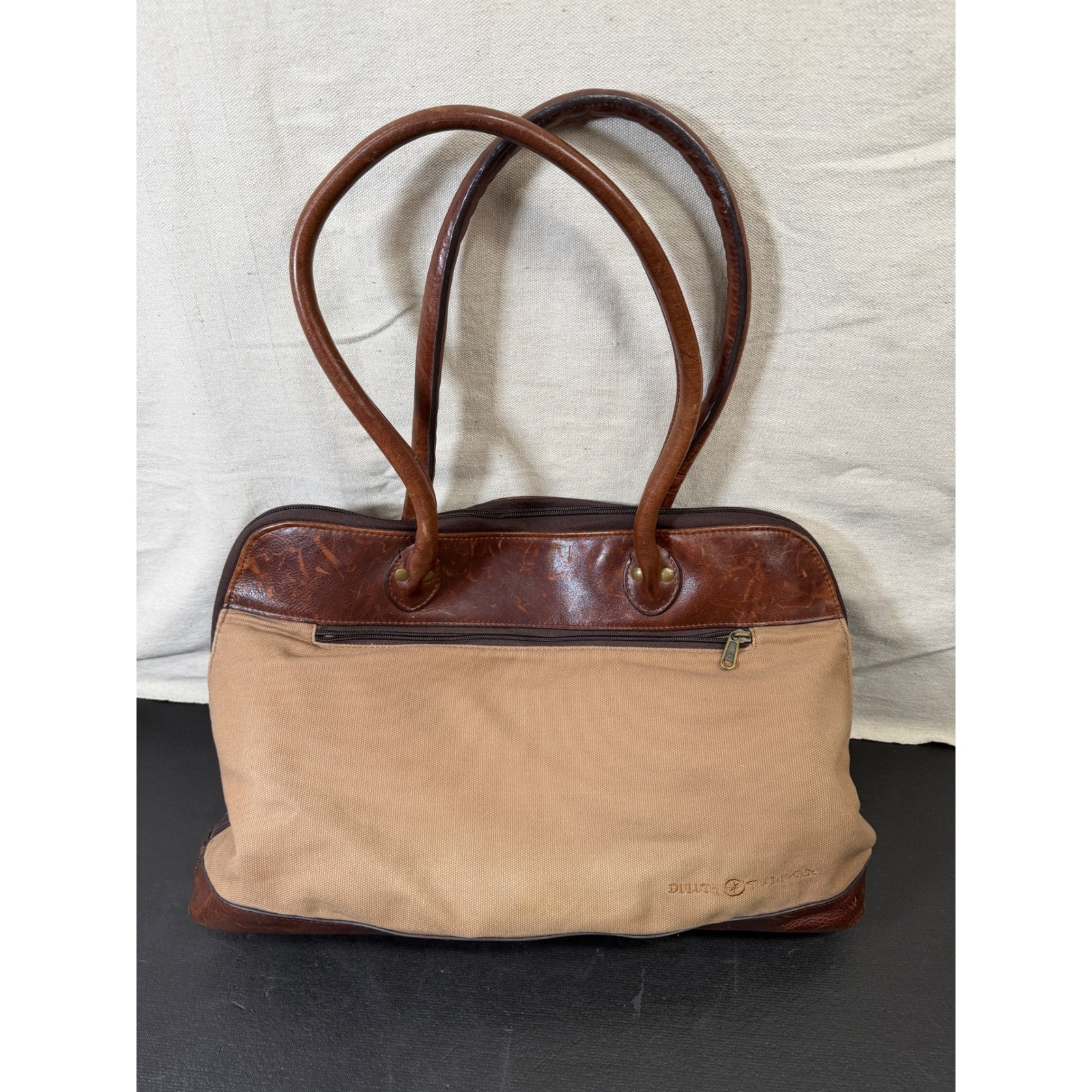 Duluth Trading Co Travel Bag Unisex Large Brown Vintage Canvas Leather Trolley