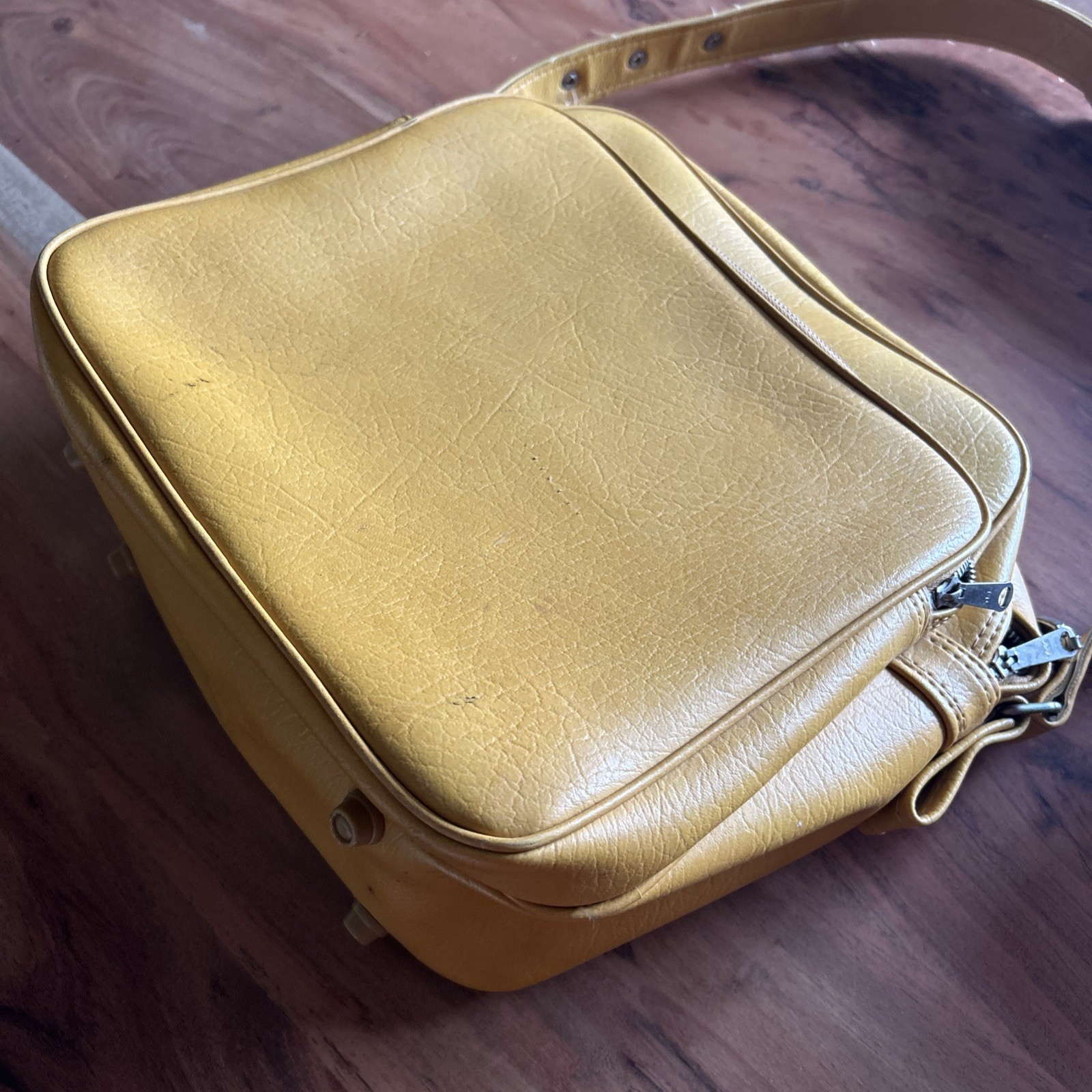 Vintage 1970s Interpur Yellow Luggage Handbag Made In Korea