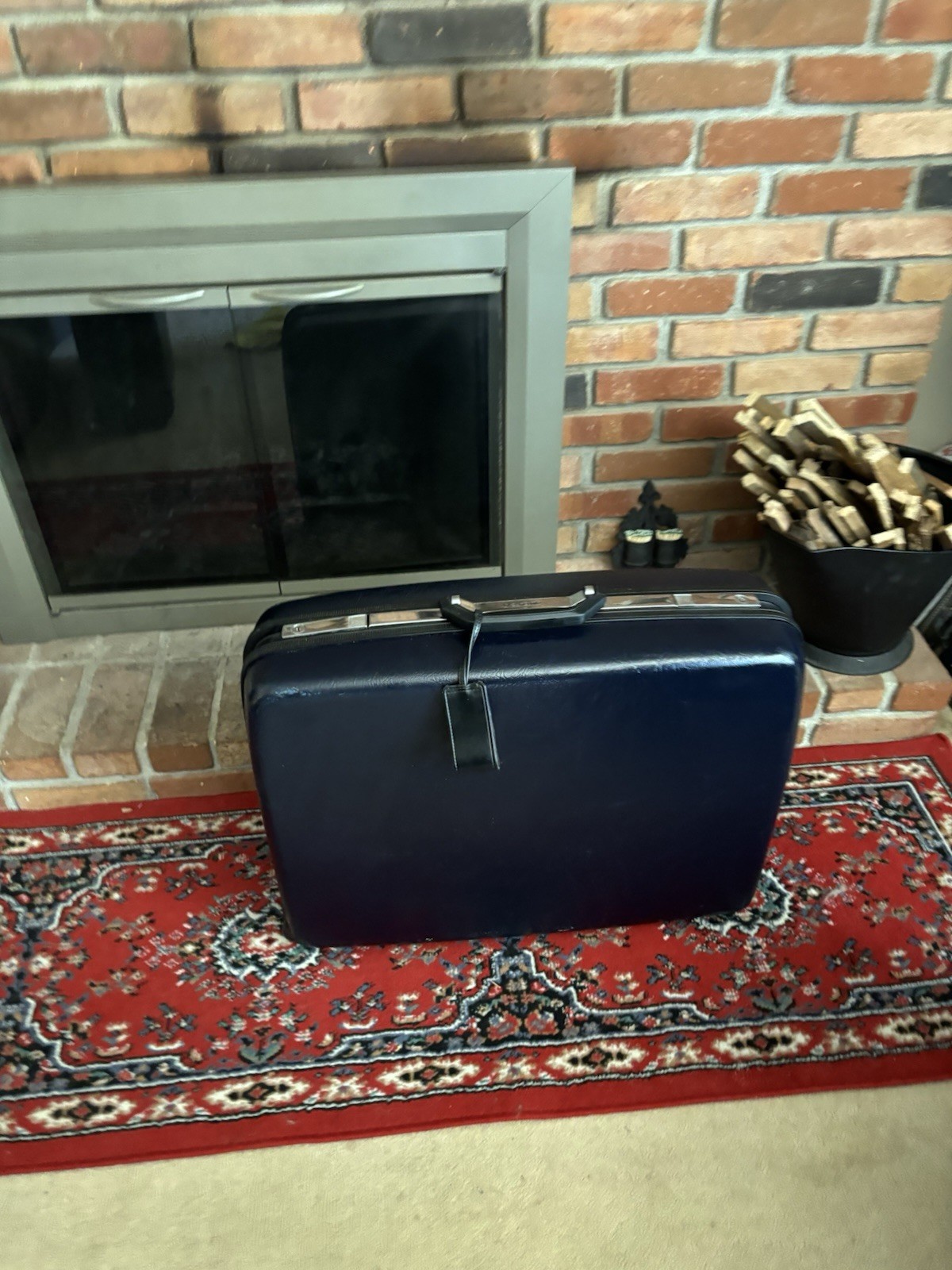 Vintage Samsonite Sentry II Navy Blue Luggage Hard Shell Suitcase 24.5”x19”x8”