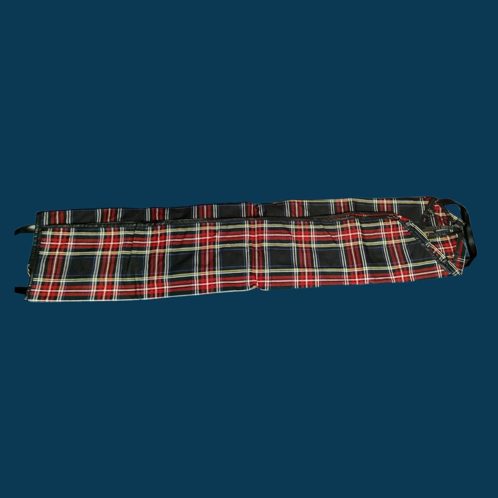 Vtg Black Watch Plaid Garment Bag Zip Metal Hanger Slot Plastic Suit Mad Men USA