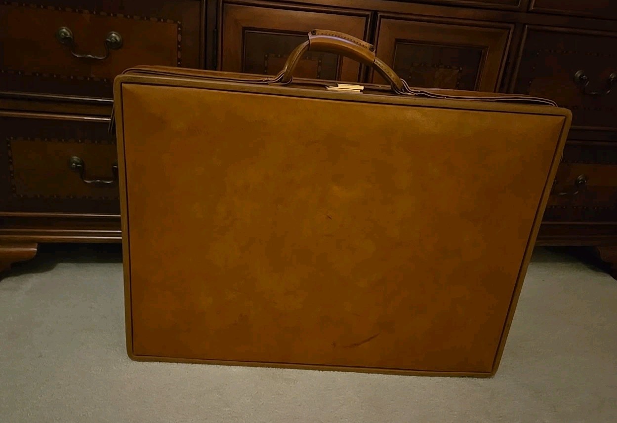 2 Pce Vintage HARTMANN suitcase LEATHER luggage set bag 21x12x7.5 & 24×17.5×6.5″