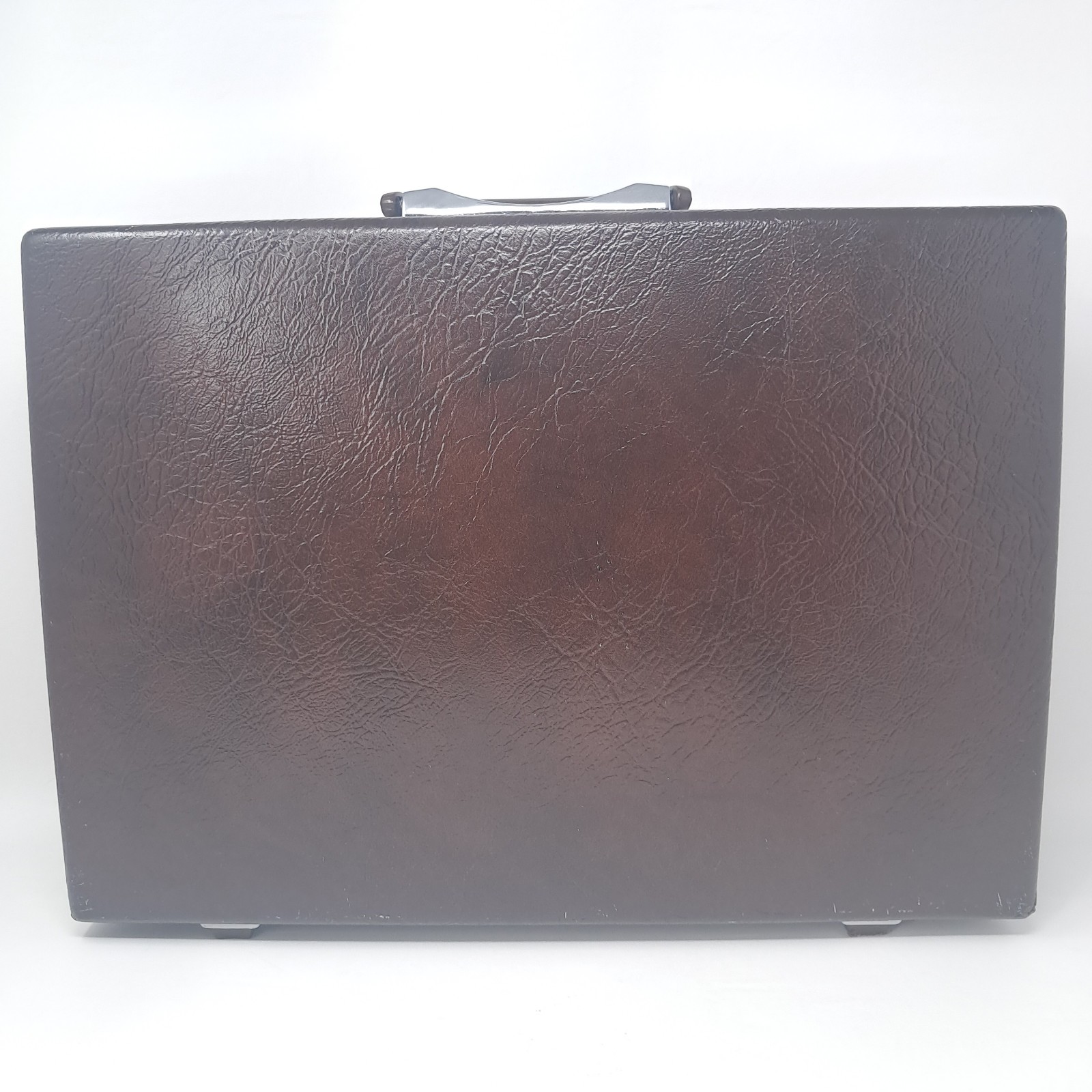 Vintage Samsonite Hard Shell Slim Briefcase Brown Textured Faux Leather w/ Keys