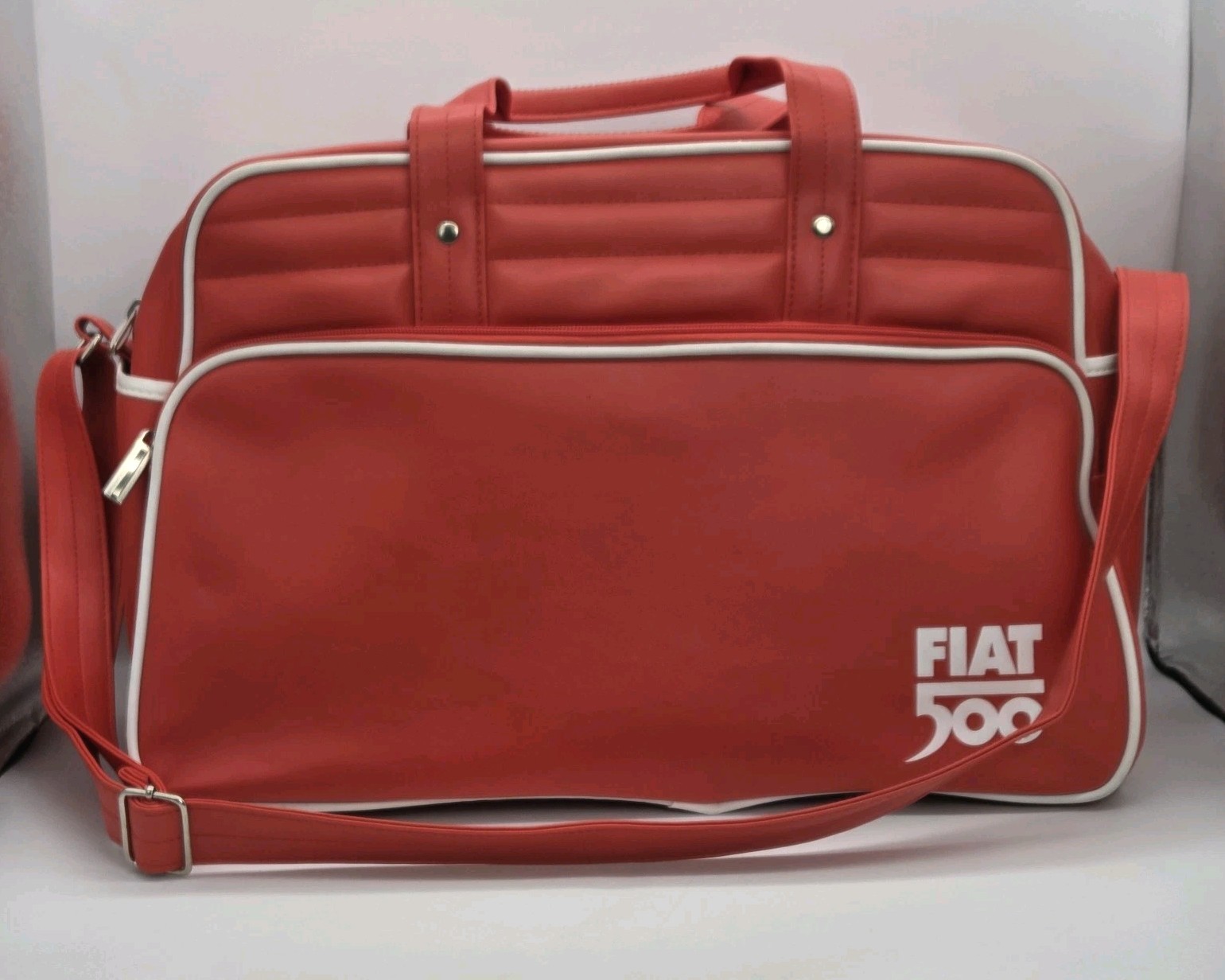 Fiat 500 Classic Car Weekender Tote Bag Duffle Luggage Orange Gemline VTG 70s