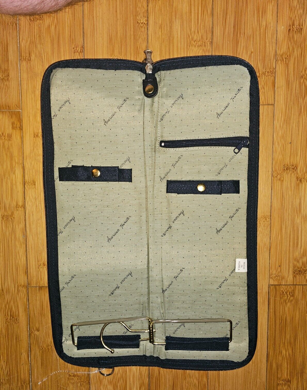 Vintage American Tourister Zippered Travel Accessory Luggage Tie Case 18″ Navy