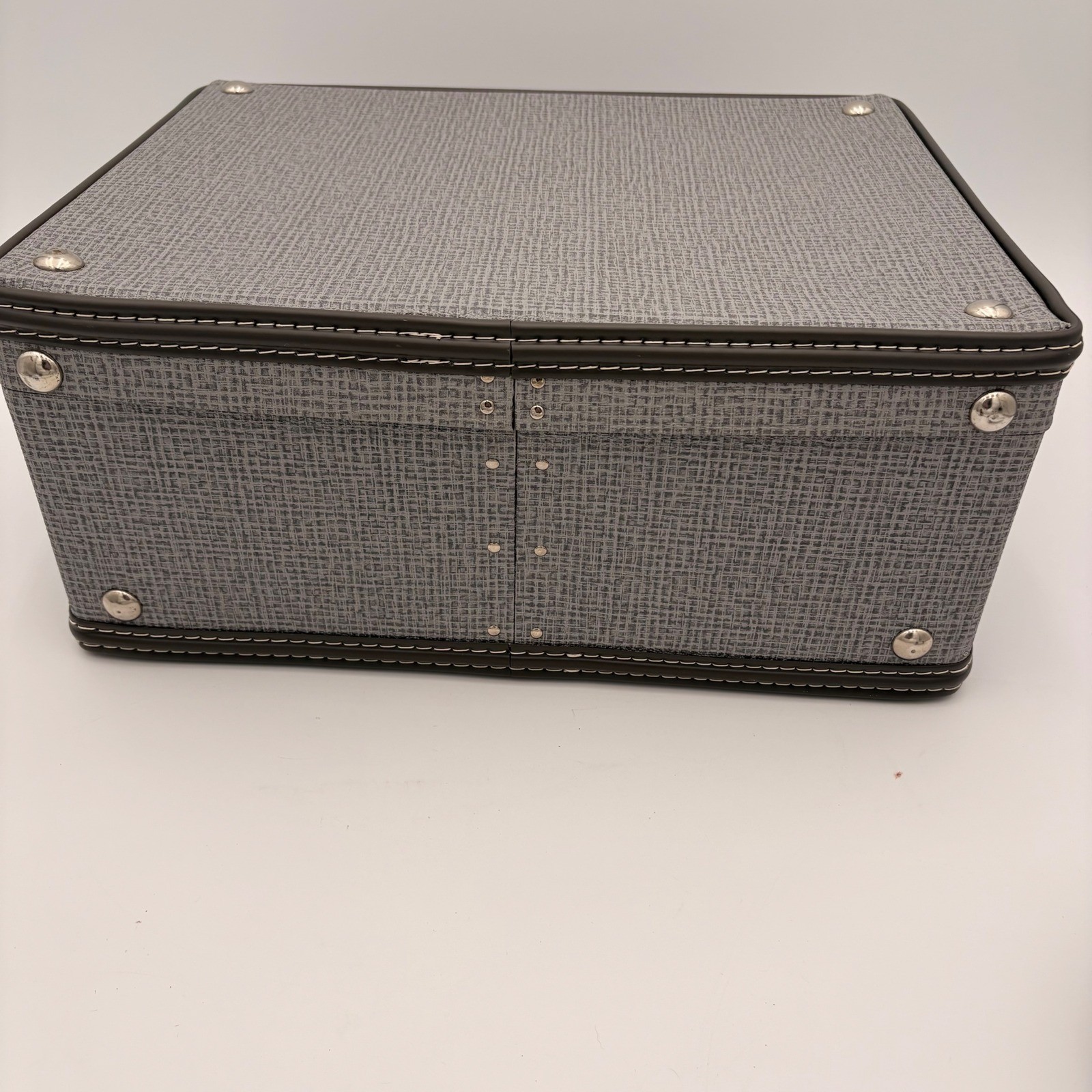 Vtg Grey Textured Hard Shell Suitcase MCM Style Luggage w Keys Made in Norway
