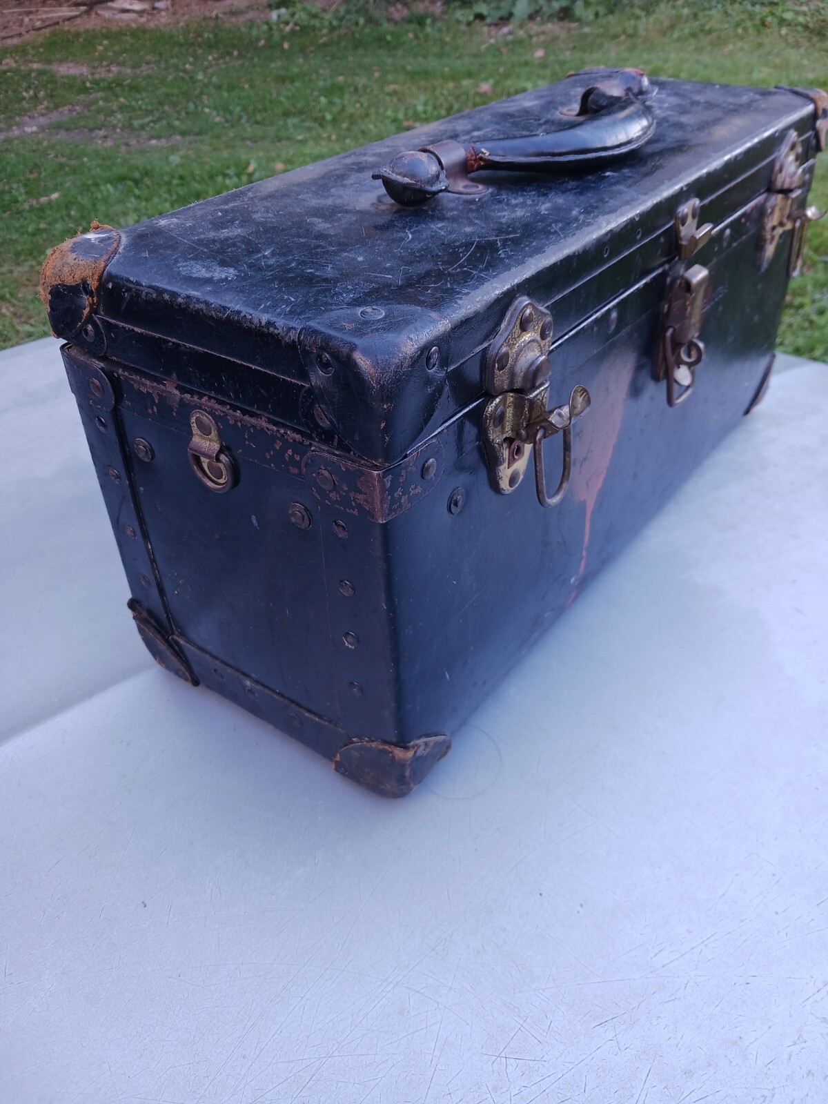 Vintage 1930’s Bell Systems B Hard Leather Lineman Toolbox Luggage Train Case