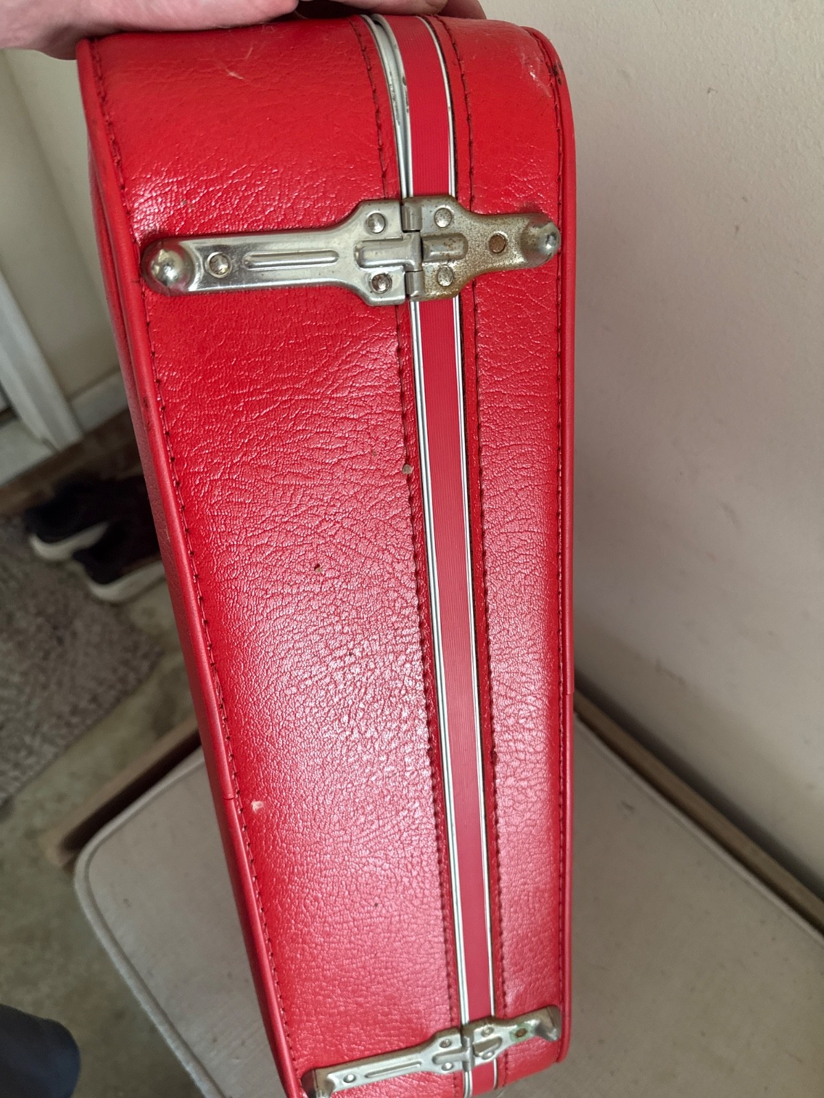 Vintage Mid Century AMELIA EARHART Red Suitcase / Luggage NO Key *SEE PICTURES*