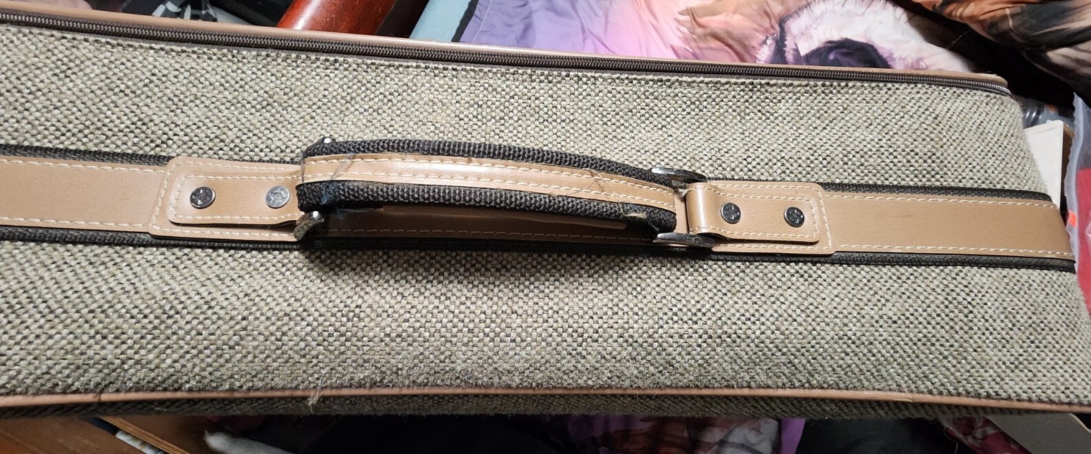 Vintage Atlantic Luggage Tweed Rolling Suitcase Large 26″ X 19″ X 8″