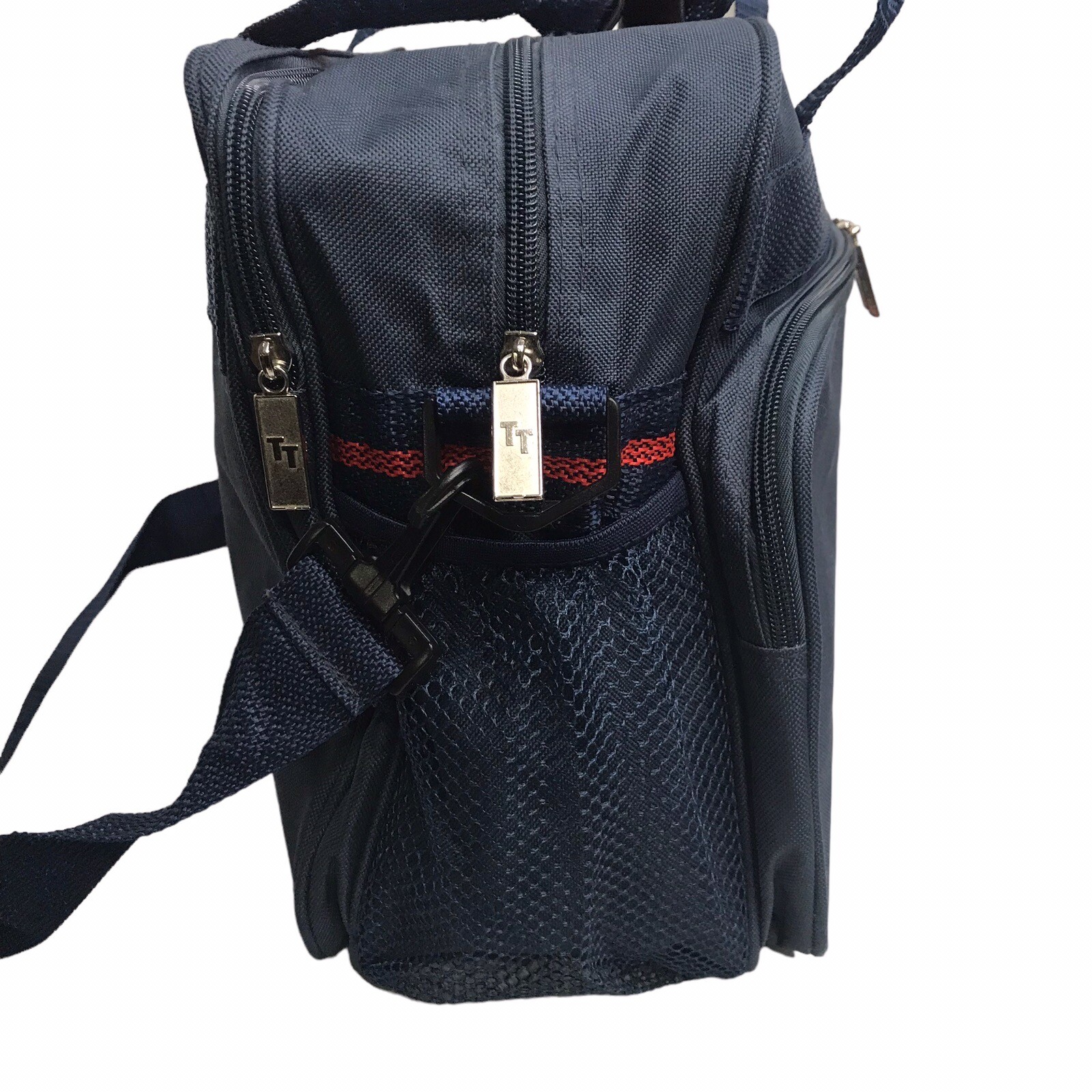 Trafalgar TT Vintage Blue Messenger Travel Carry On Bag Embroidered Soft Side