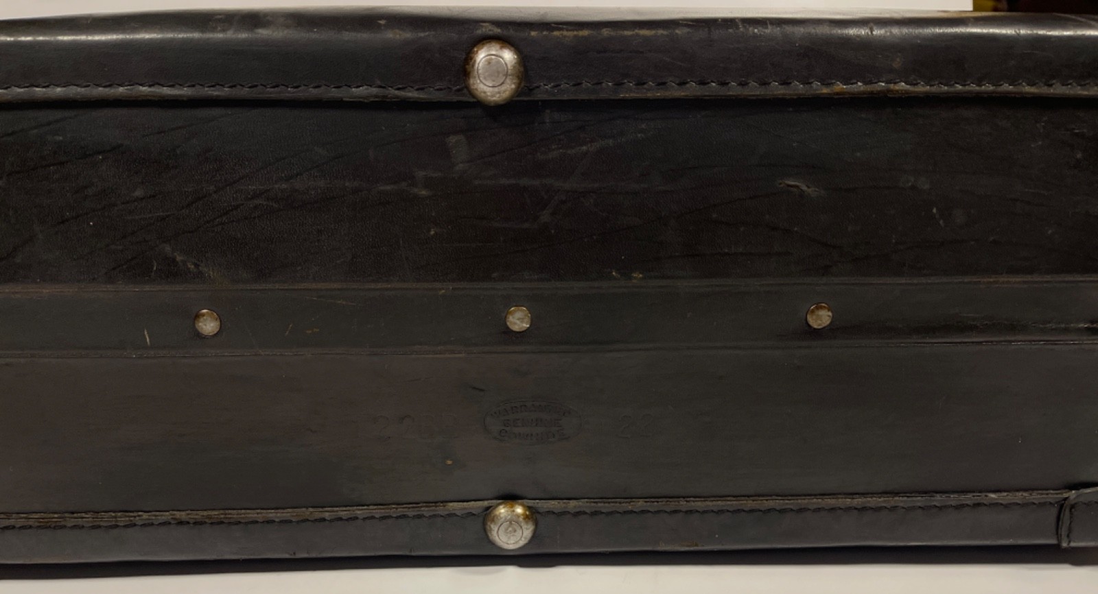 Vintage 1920s Black Leather Suitcase Travel Train Case Luggage Straps No Key