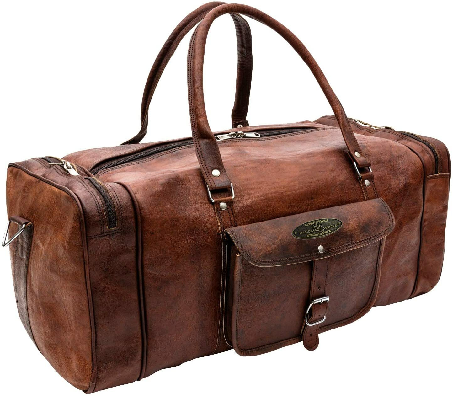 High Quality Leather Duffle Travel Bag Men Luggage Gym Vintage Weekend Overnight