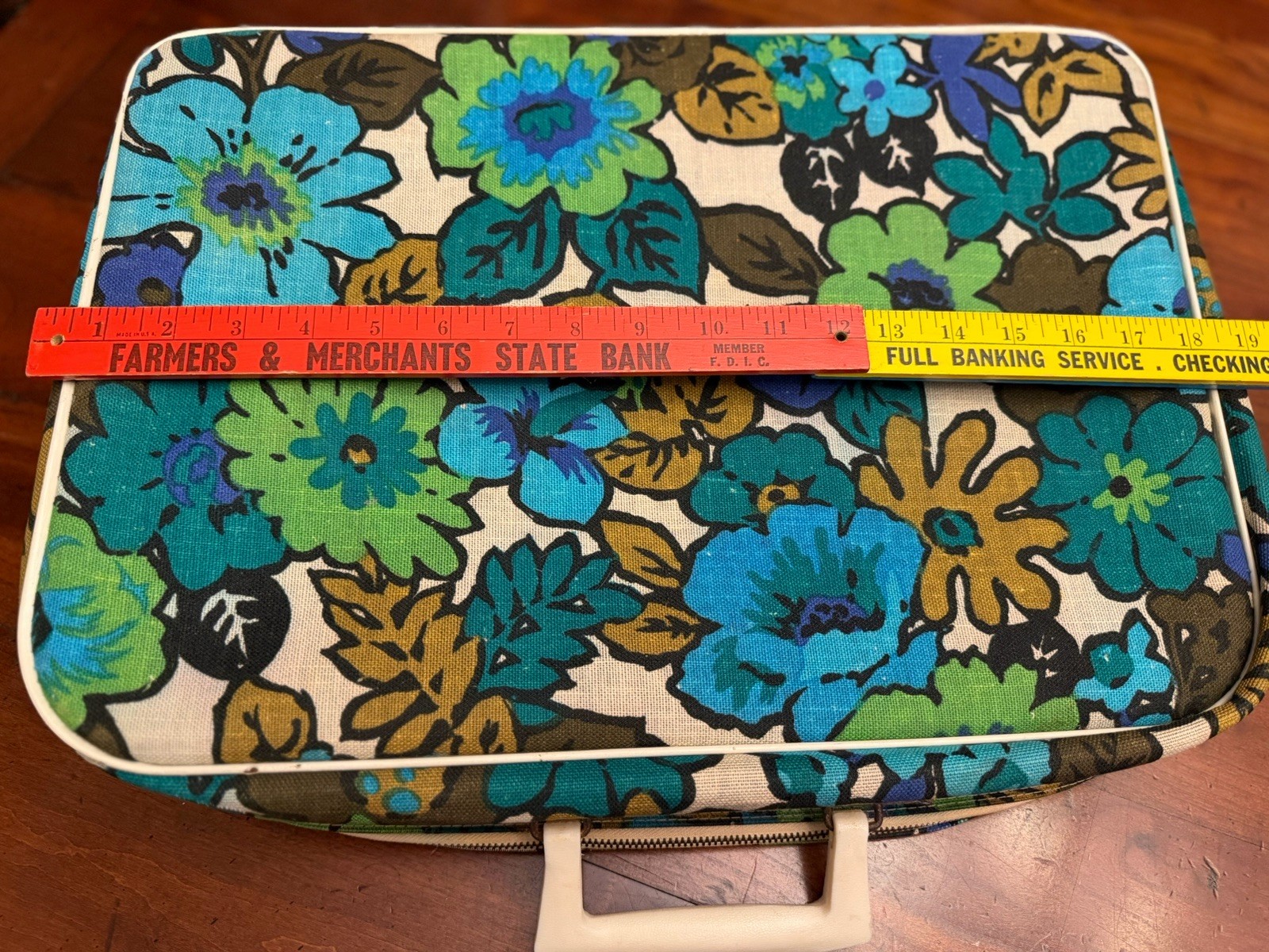 Vintage Bantam Travelware Floral Canvas Suitcase Mod 1970s Psychedelic