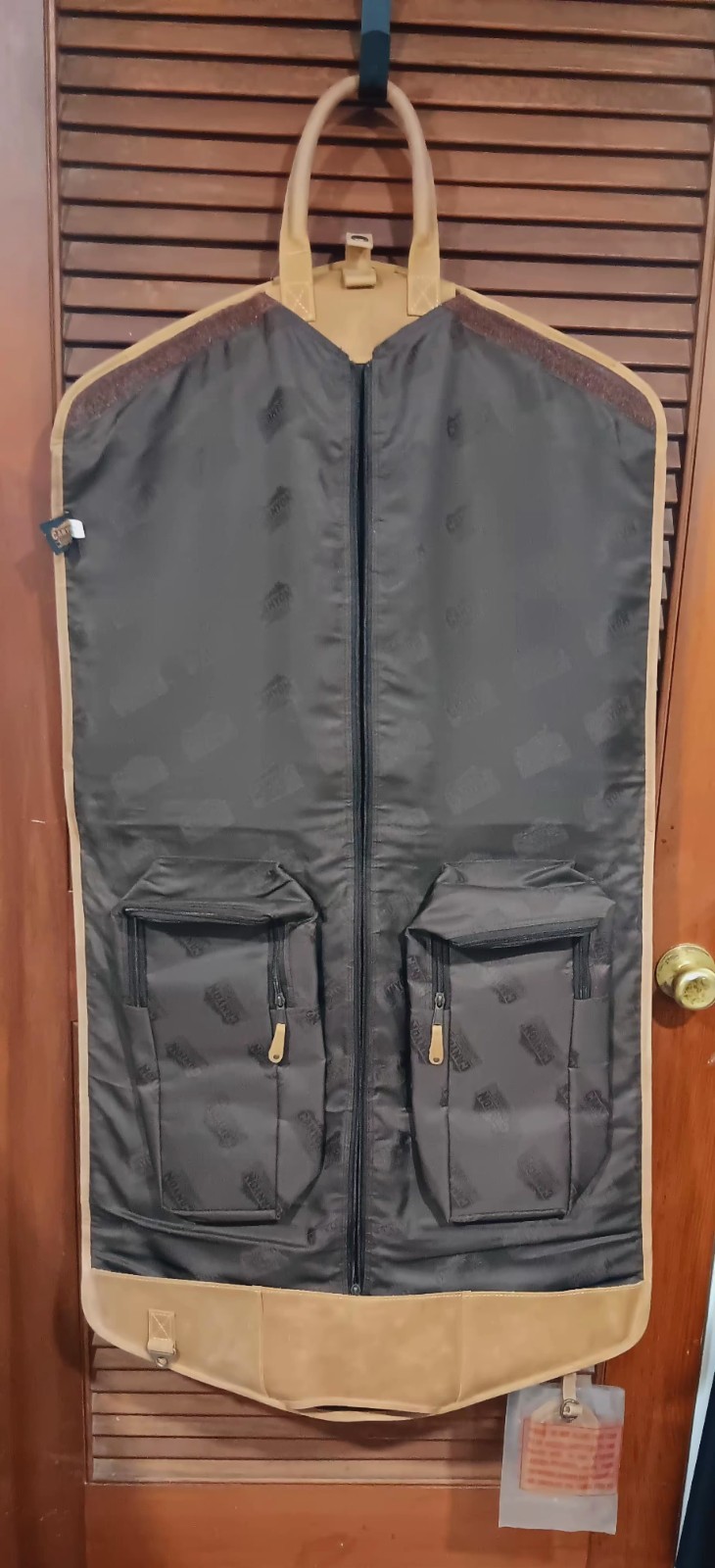 Vtg Canyon Outback Tan Leather Garment Bag Folding Travel Luggage Weekend NWT
