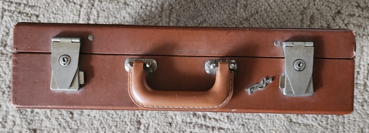 Vintage Brown Travel Joy Wood? Small Suitcase or Large Briefcase with Key
