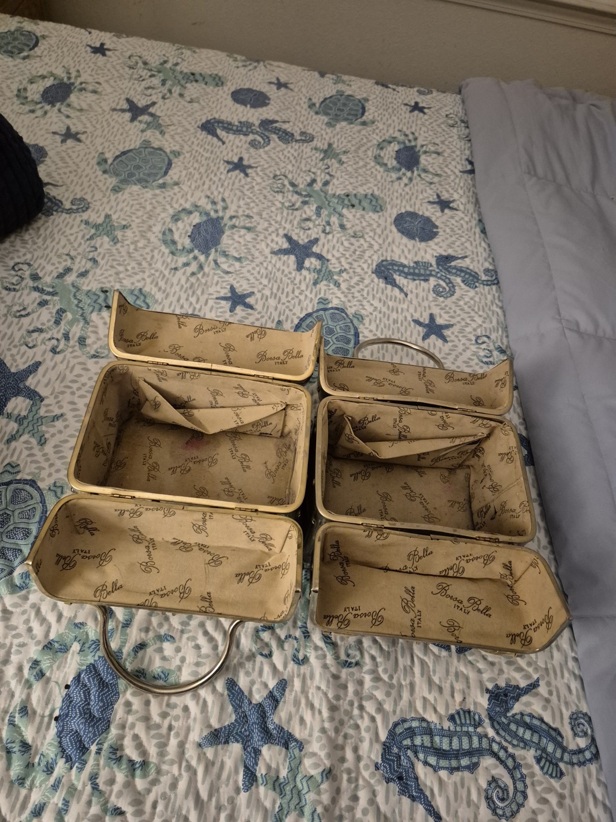 True Vintage Lot of 2 Hard Shell Designer Purses, Black & White, Compartments