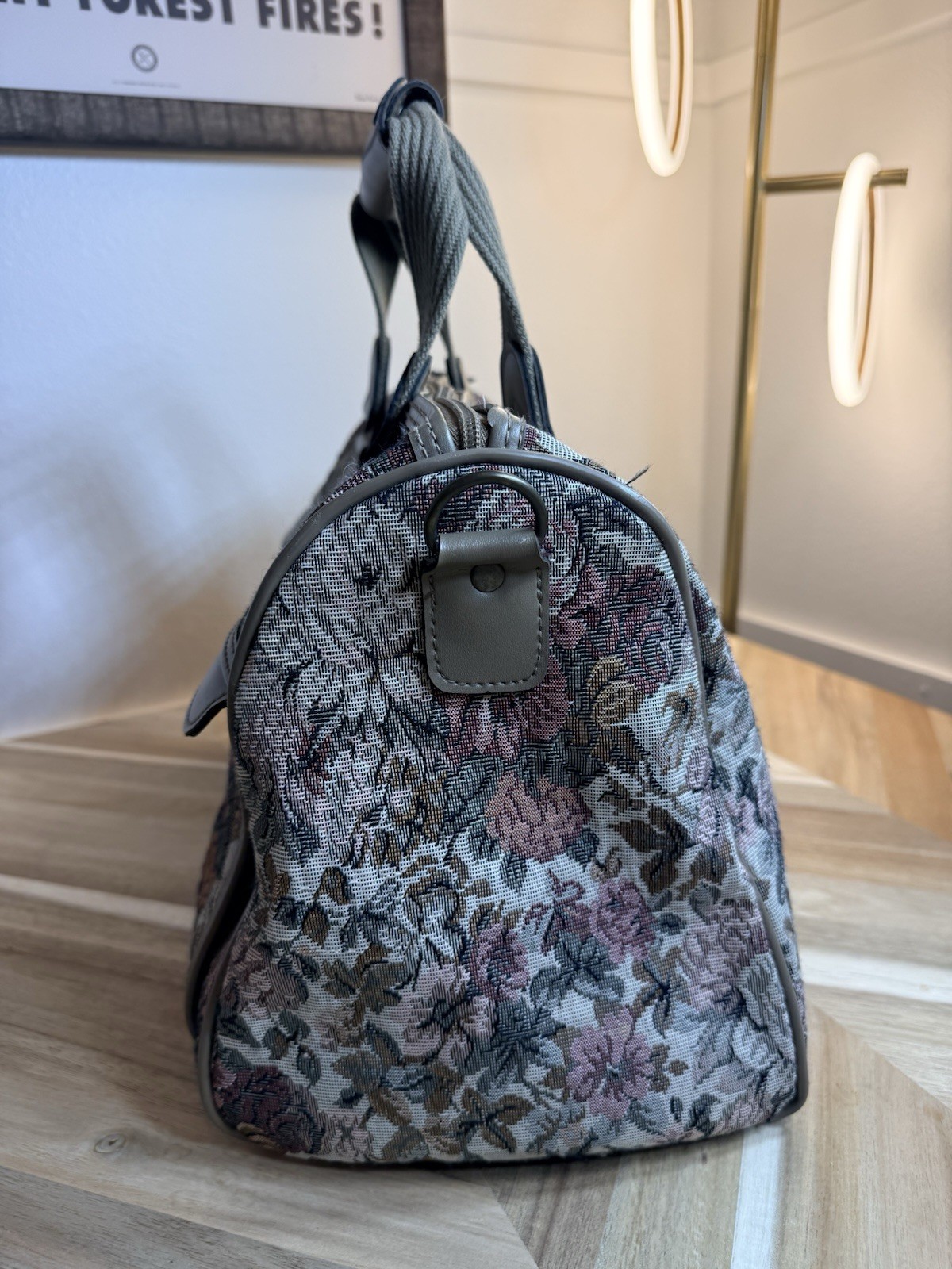 VTG 80s Jordache Floral Tapestry Travel Carry On Luggage Duffel Bag Twee Boho