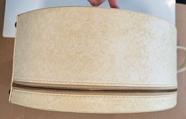 Stylish Vintage Tan/Brown Lined Round Hat Box-Travel Case-Luggage FREE Ship US