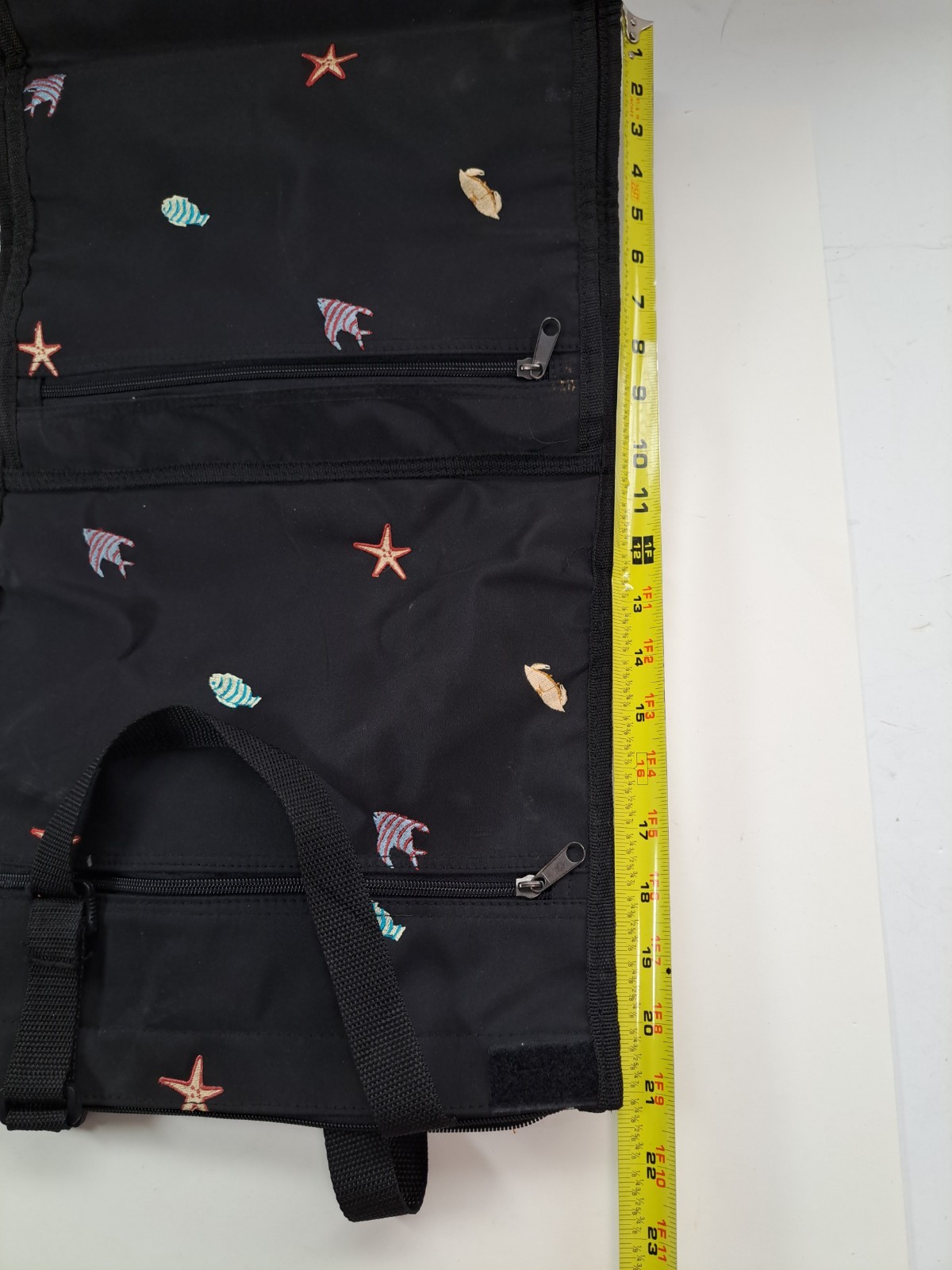 Vintage Shopping Bag w/Wheels Foldable Travel Fish Pattern AS IS
