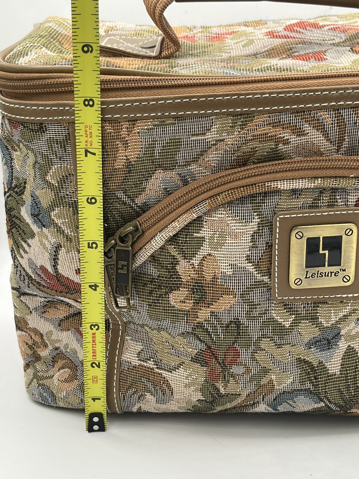 Vintage Leisure Luggage International Tapestry Train Case Cosmetic Vanity Bag