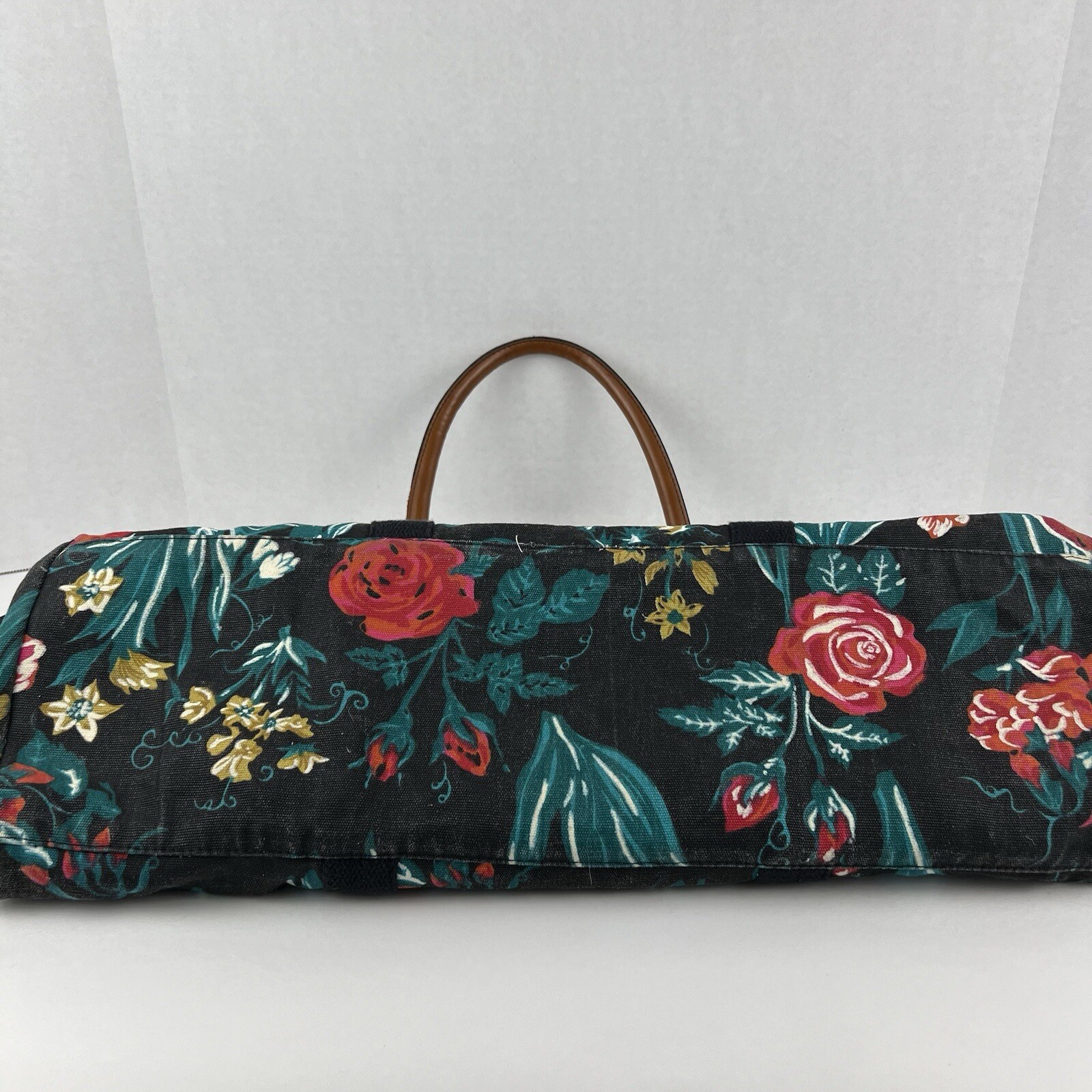 Vintage Gitano Floral Tapestry Weekender Duffle Bag With Leather Straps 90’s