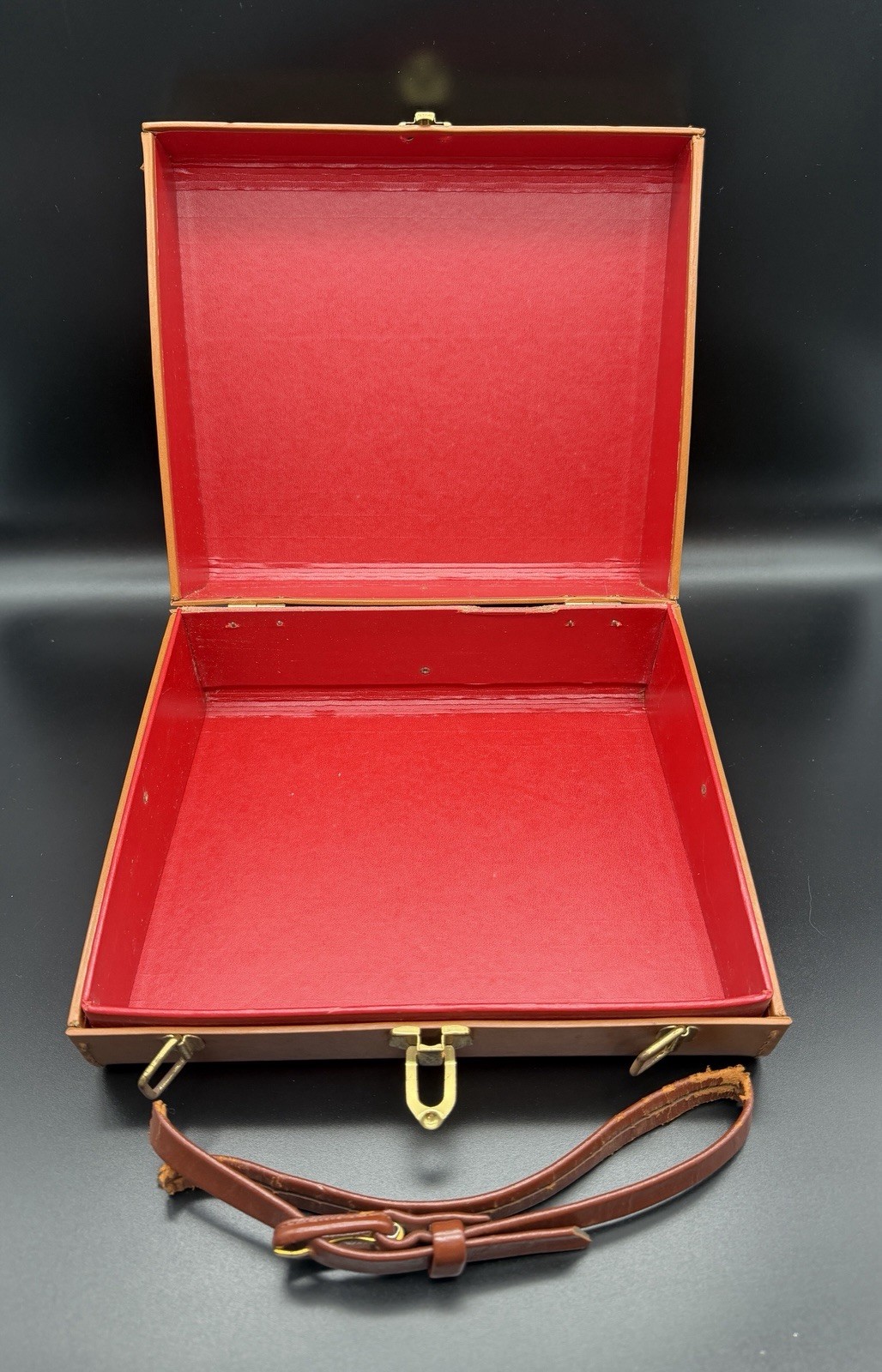 Mid Century Tapered Attache Case Red Interior Presentation Box Prop AS IS