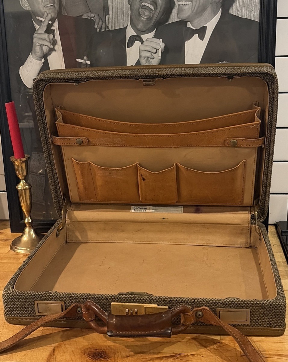 Vintage Hartman Tweed Briefcase With Leather Accents