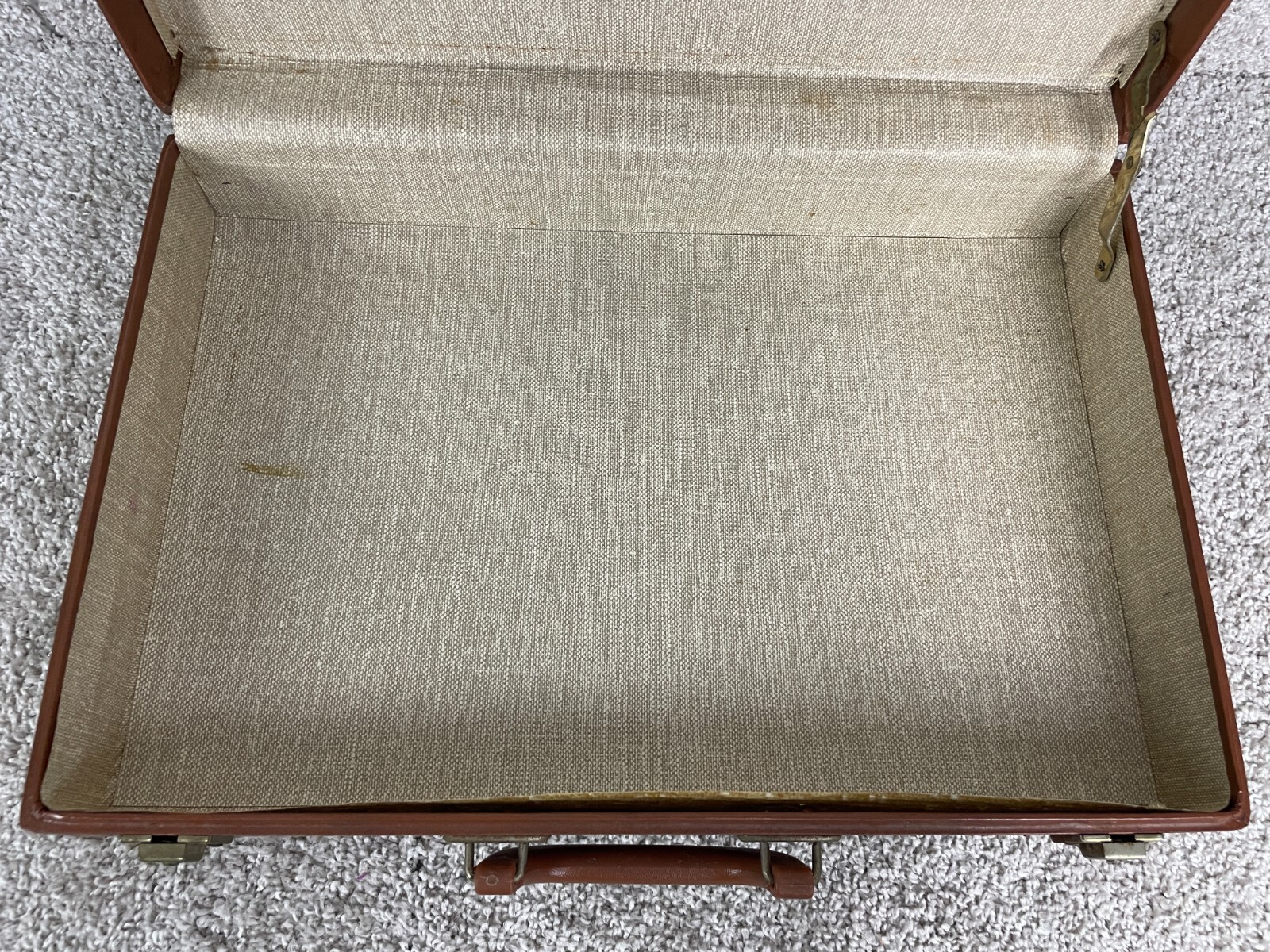 Vintage Ms Ginn & Co Leather US Govermnent Suitcase Luggage Briefcase Hard Case