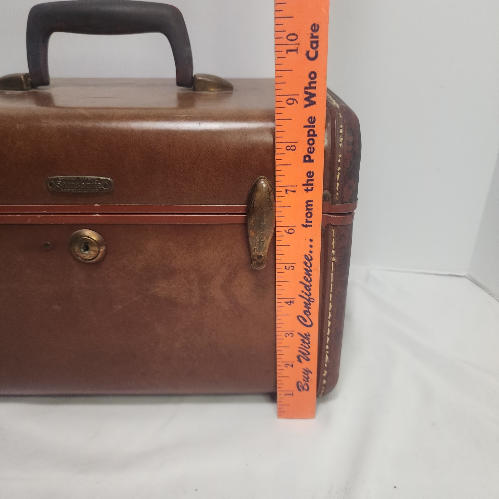 Vtg 1950’s SAMSONITE Train Case SHWAYDER BROS Denver Brown Hard Shell – USA MADE